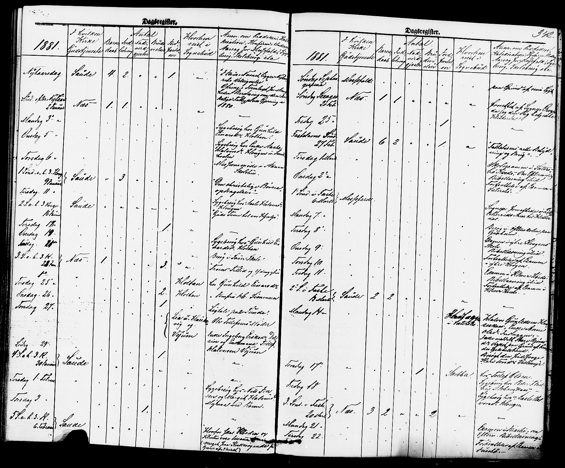 Sauherad kirkebøker, AV/SAKO-A-298/F/Fa/L0008: Ministerialbok nr. I 8, 1873-1886, s. 342