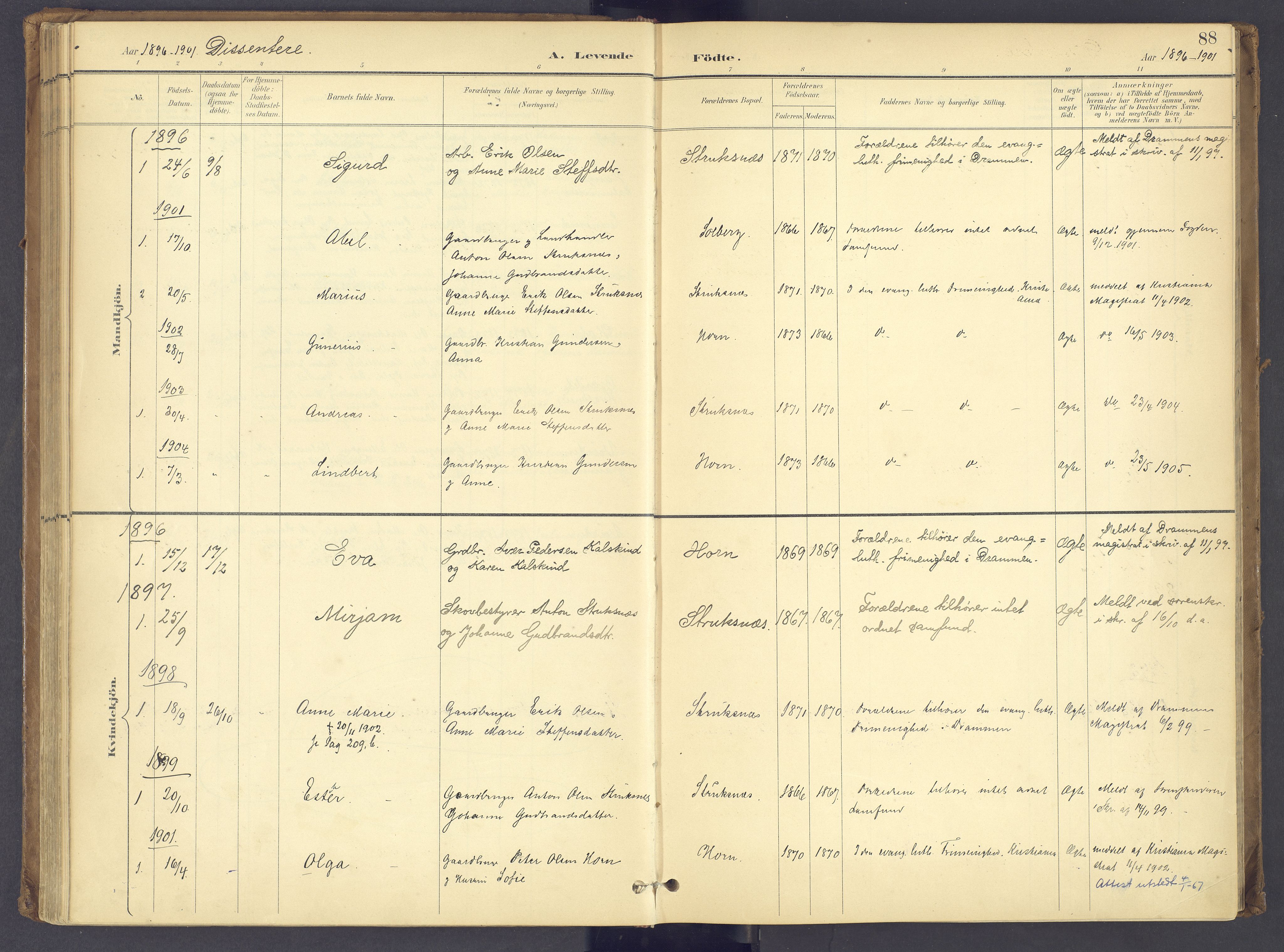 Søndre Land prestekontor, AV/SAH-PREST-122/K/L0006: Ministerialbok nr. 6, 1895-1904, s. 88