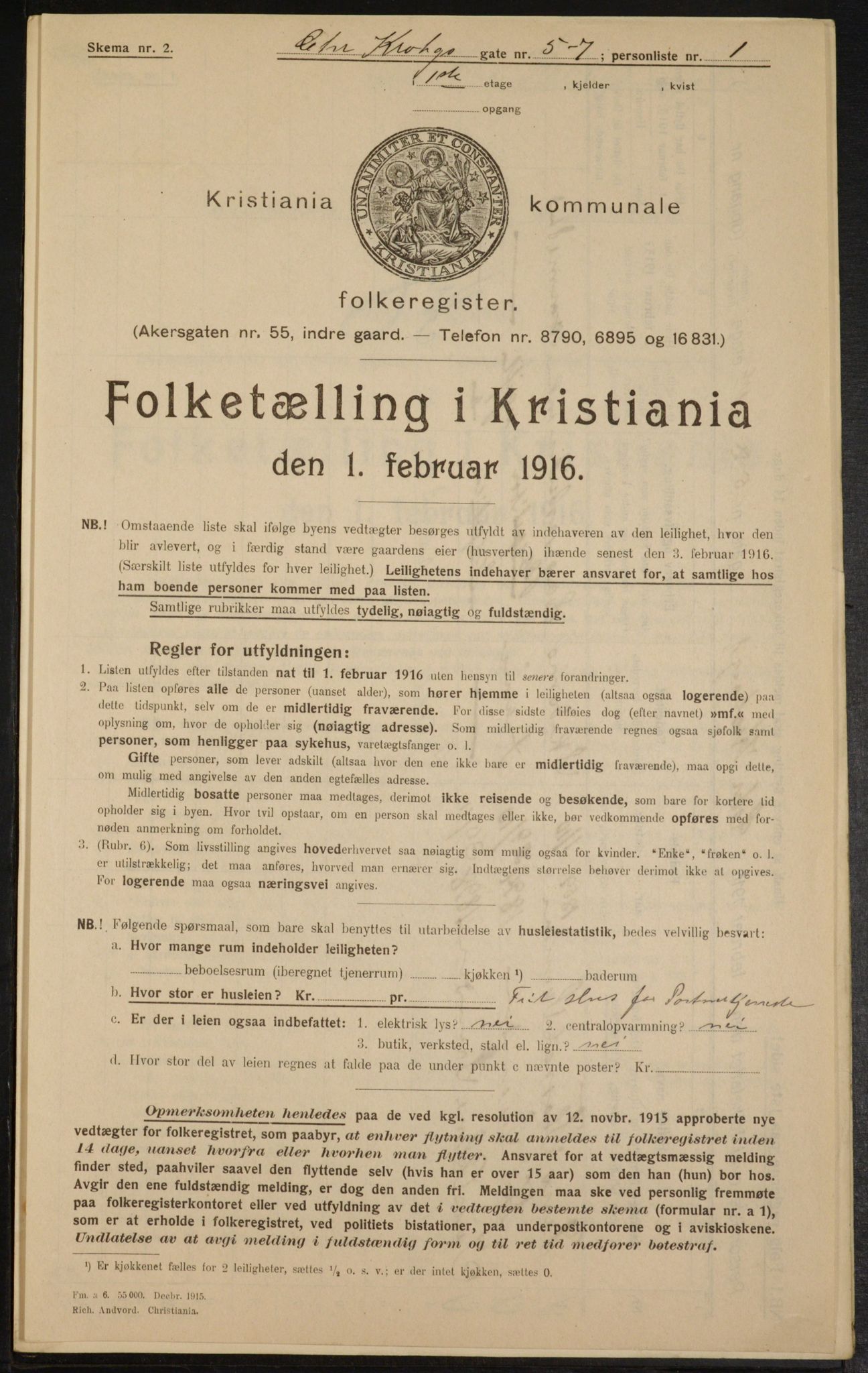 OBA, Kommunal folketelling 1.2.1916 for Kristiania, 1916, s. 11843