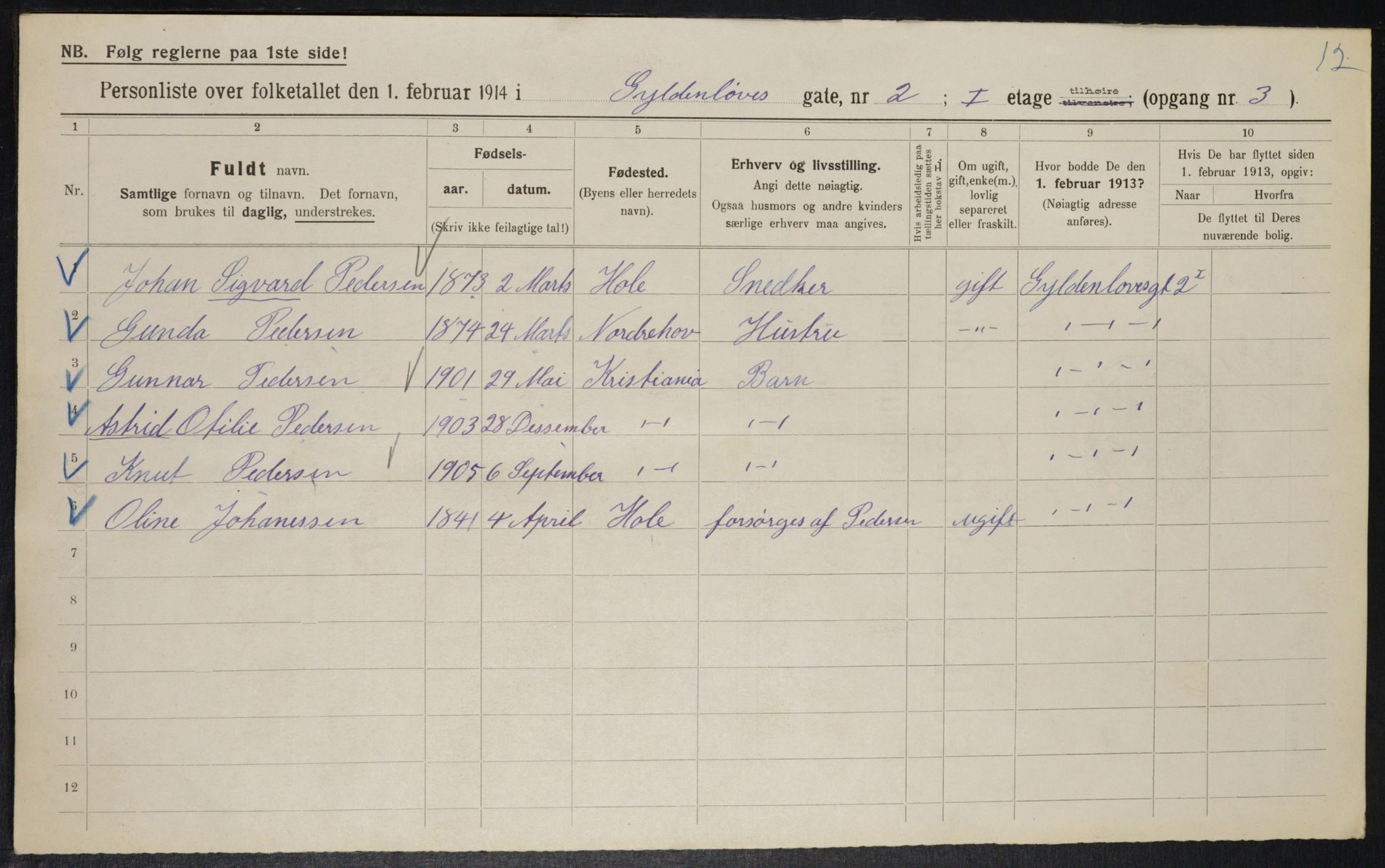 OBA, Kommunal folketelling 1.2.1914 for Kristiania, 1914, s. 32562