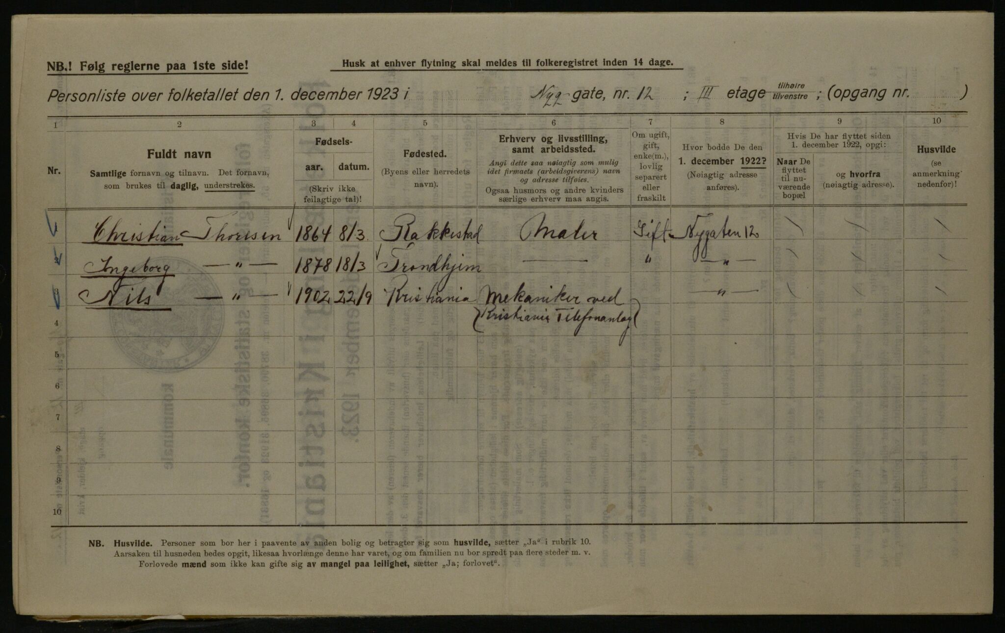 OBA, Kommunal folketelling 1.12.1923 for Kristiania, 1923, s. 81282