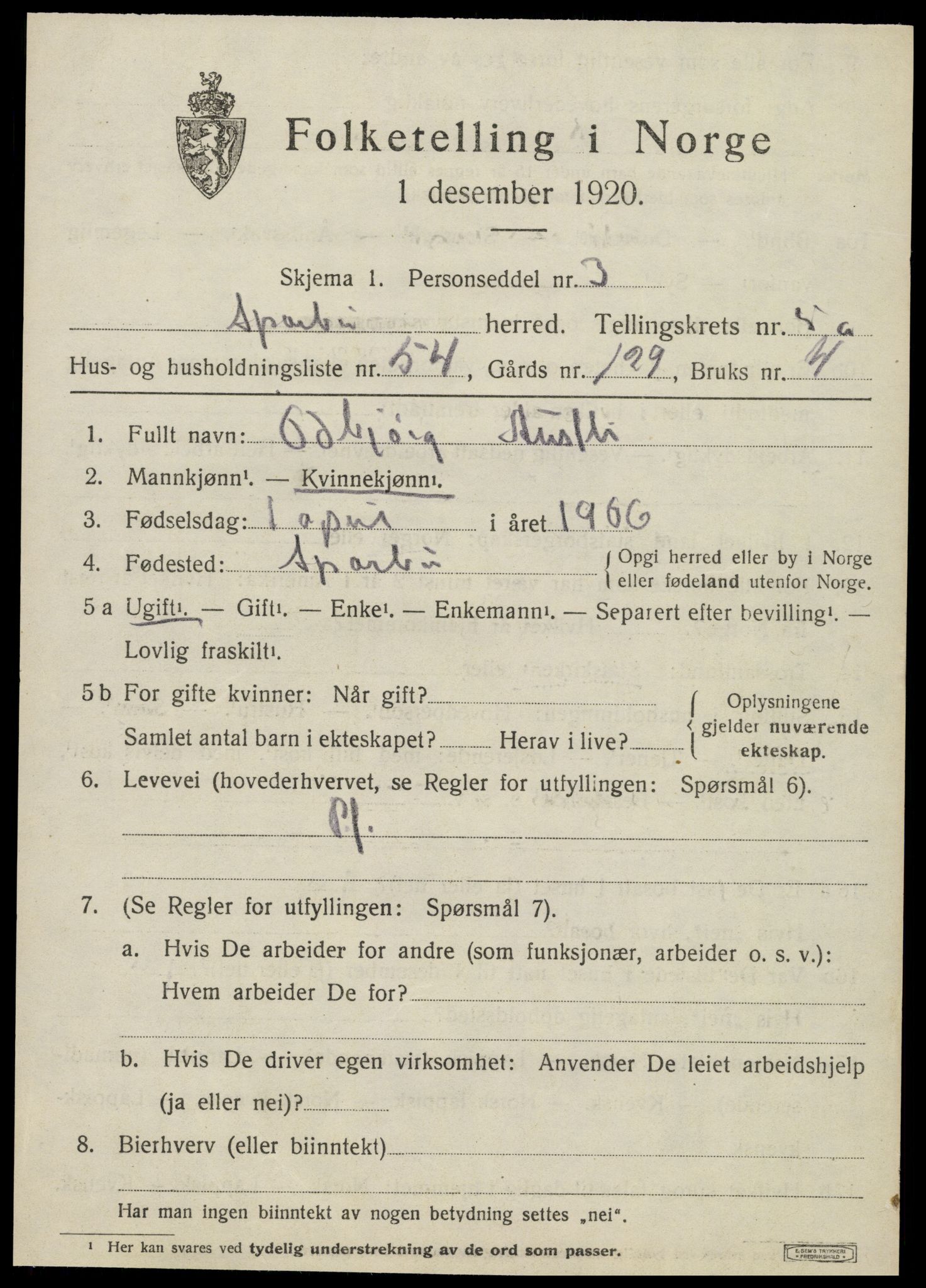 SAT, Folketelling 1920 for 1731 Sparbu herred, 1920, s. 6813