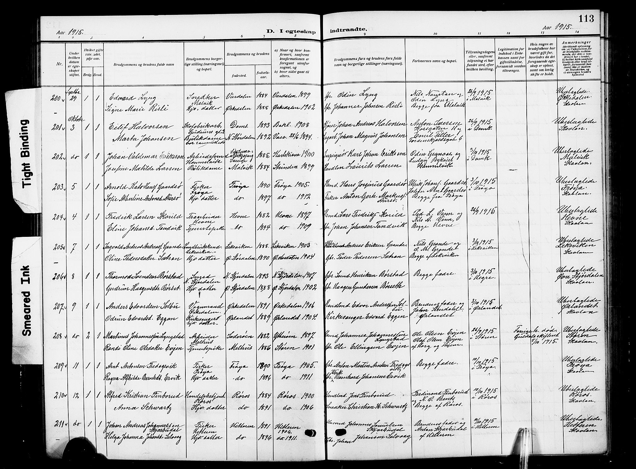 Ministerialprotokoller, klokkerbøker og fødselsregistre - Sør-Trøndelag, AV/SAT-A-1456/601/L0097: Klokkerbok nr. 601C15, 1911-1921, s. 113