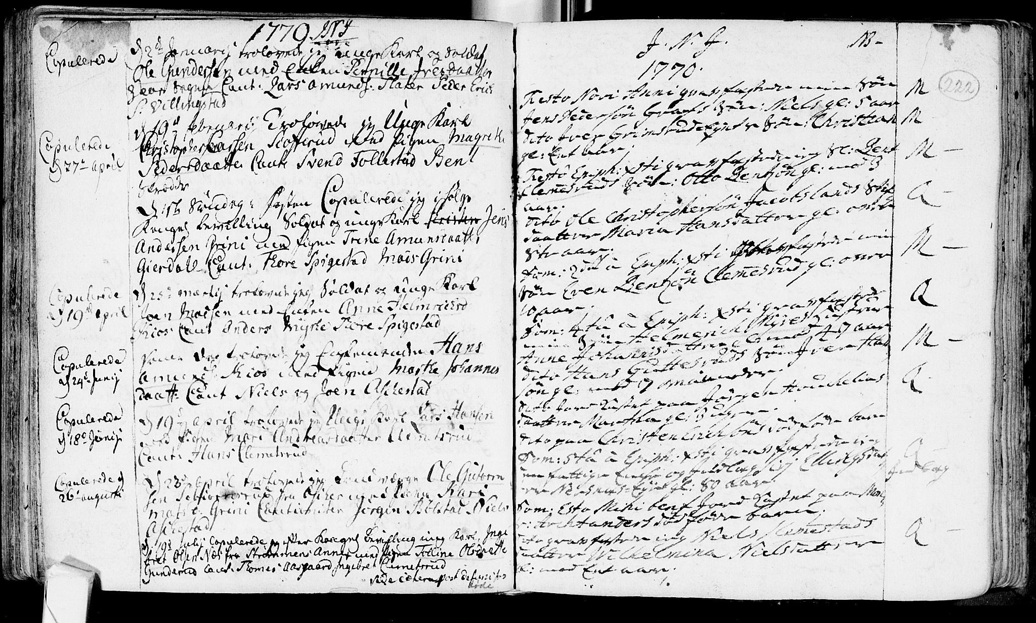 Røyken kirkebøker, AV/SAKO-A-241/F/Fa/L0002: Ministerialbok nr. 2, 1731-1782, s. 222