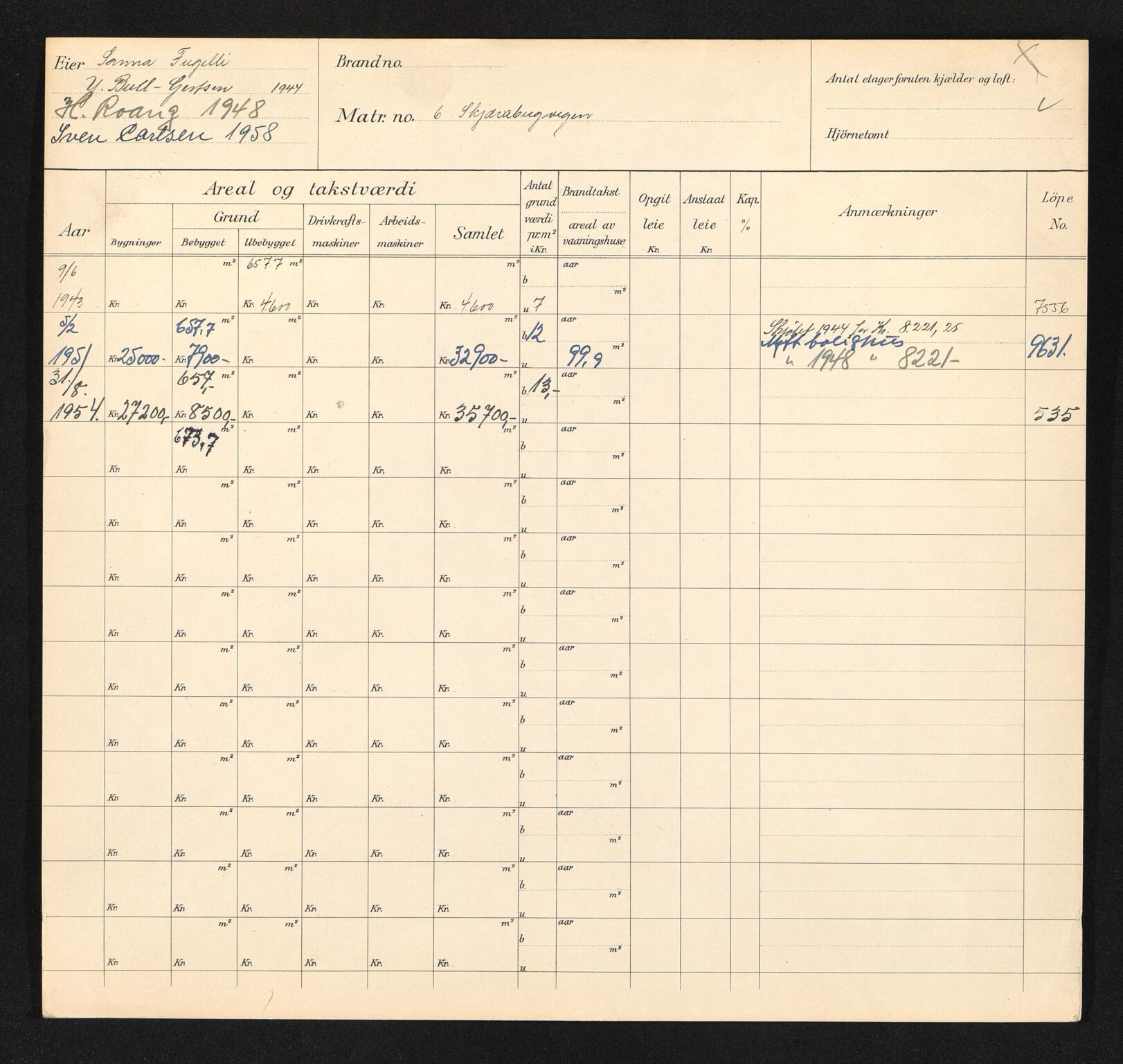 Stavanger kommune. Skattetakstvesenet, BYST/A-0440/F/Fa/Faa/L0039/0005: Skattetakstkort / Skjærabergveien 4 - Skolegata - Skonnertveien 11