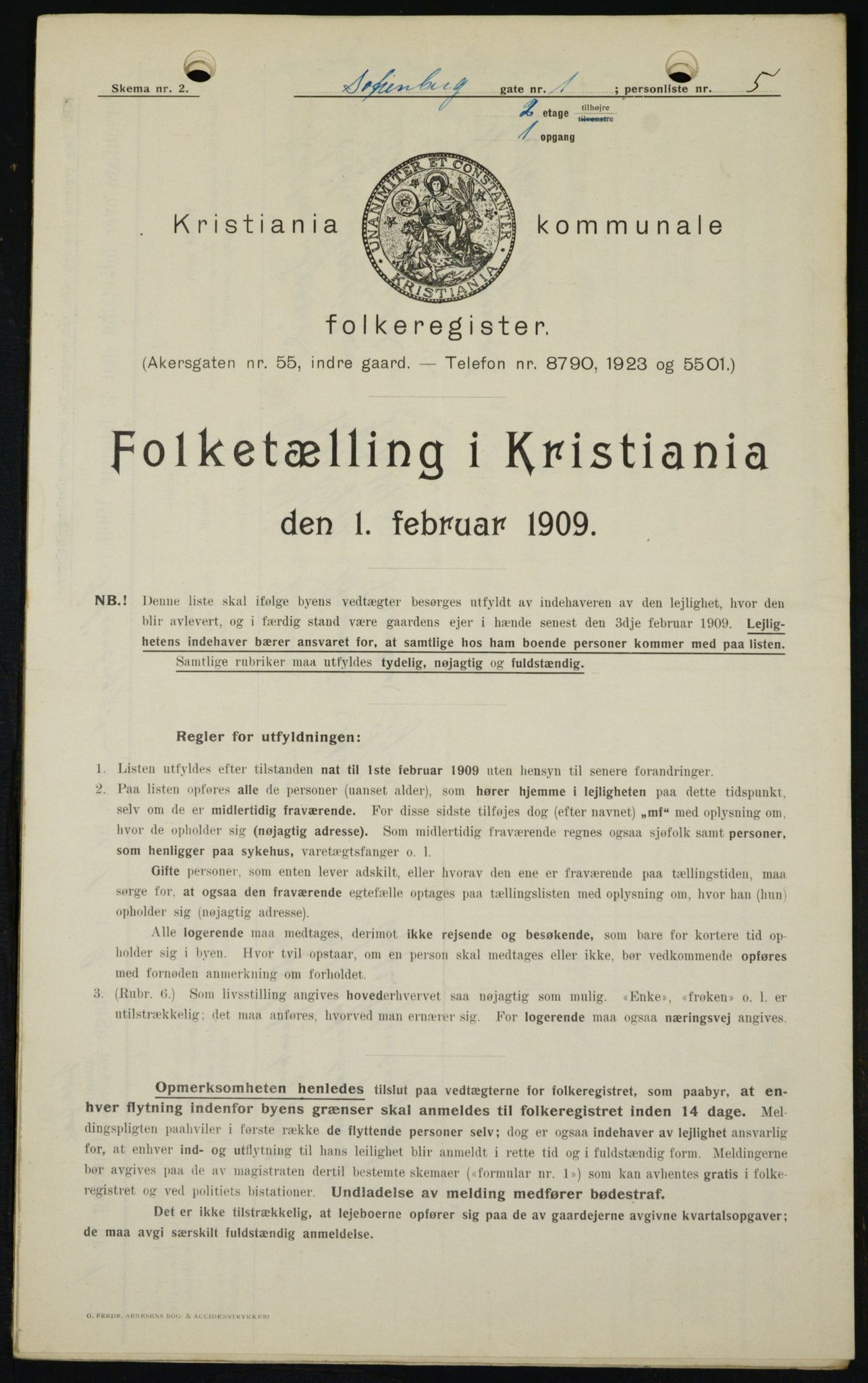 OBA, Kommunal folketelling 1.2.1909 for Kristiania kjøpstad, 1909, s. 88972