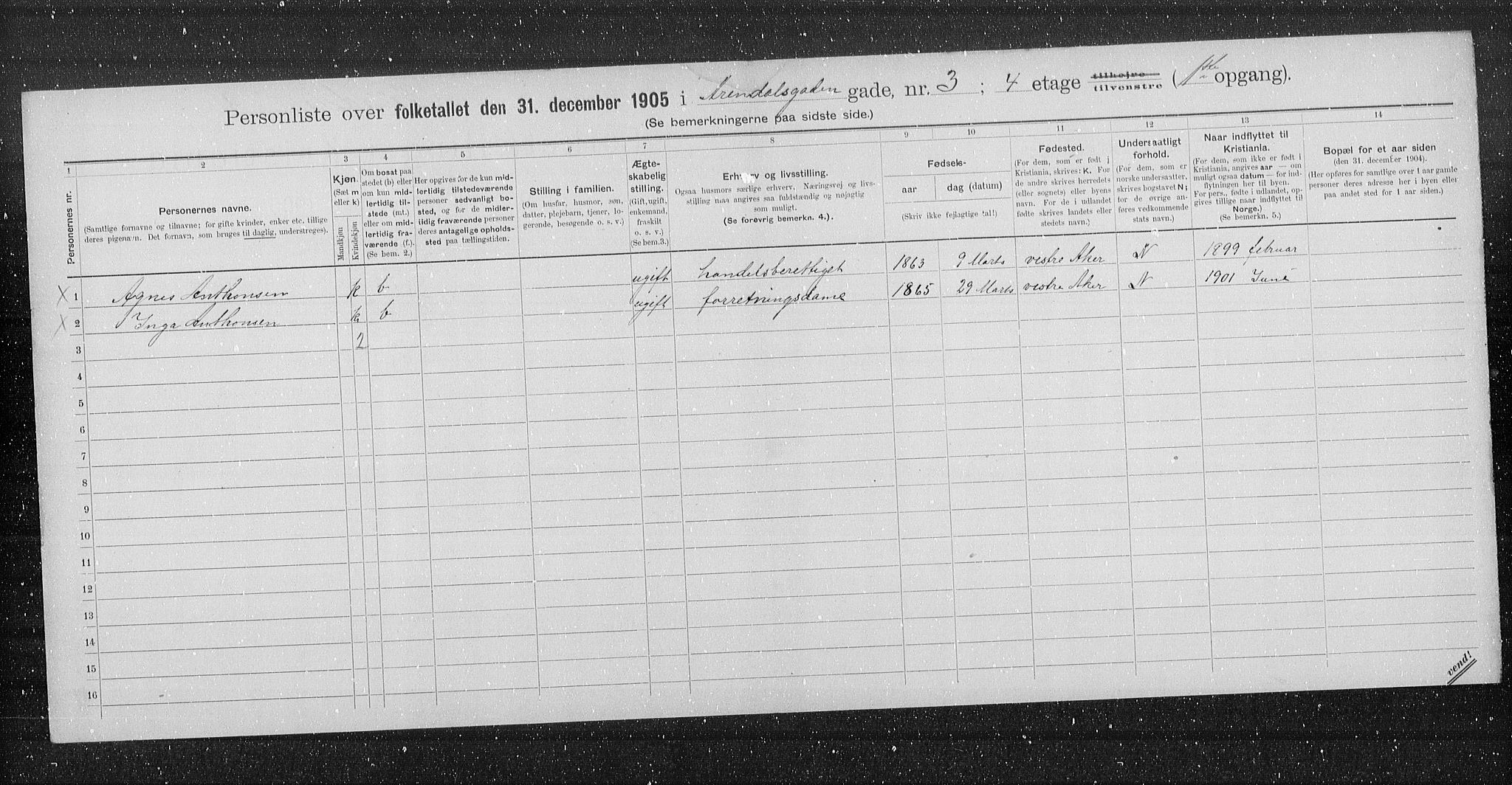 OBA, Kommunal folketelling 31.12.1905 for Kristiania kjøpstad, 1905, s. 1032