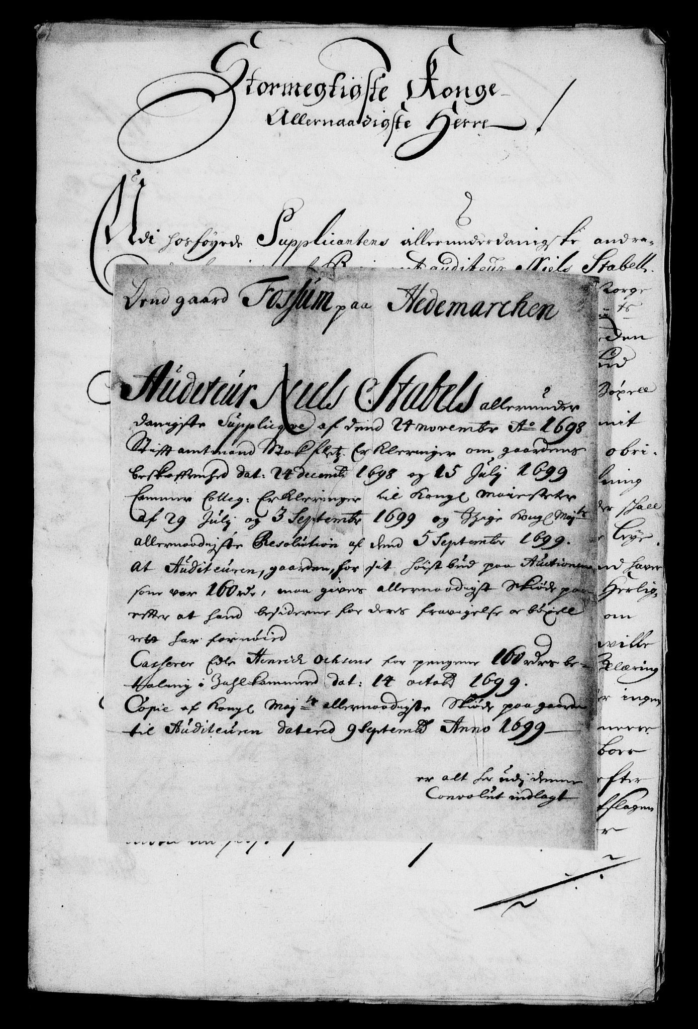 Rentekammeret inntil 1814, Realistisk ordnet avdeling, RA/EA-4070/On/L0013: [Jj 14]: Forskjellige dokumenter om krongodset i Norge, 1672-1722, s. 380