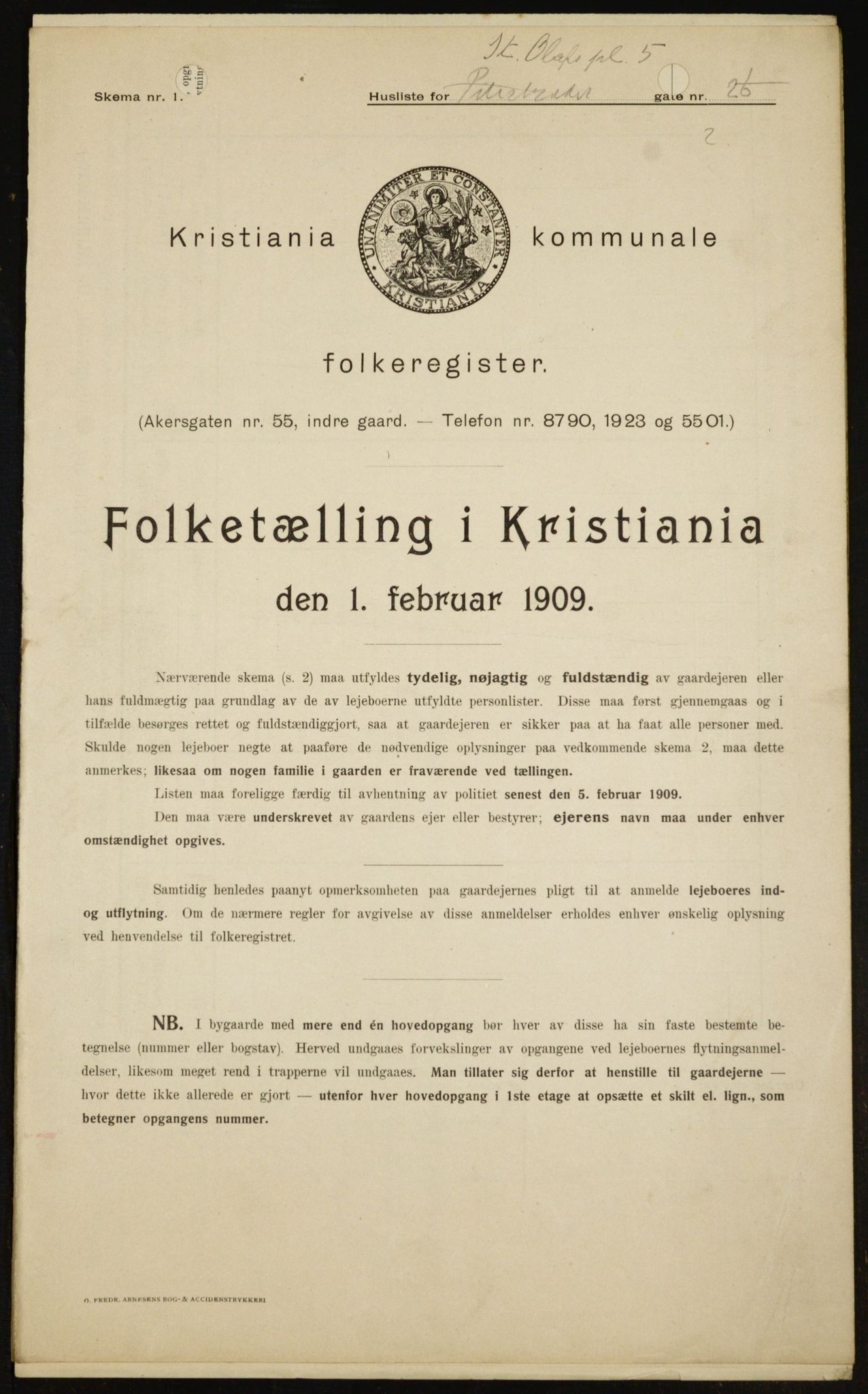 OBA, Kommunal folketelling 1.2.1909 for Kristiania kjøpstad, 1909, s. 80367