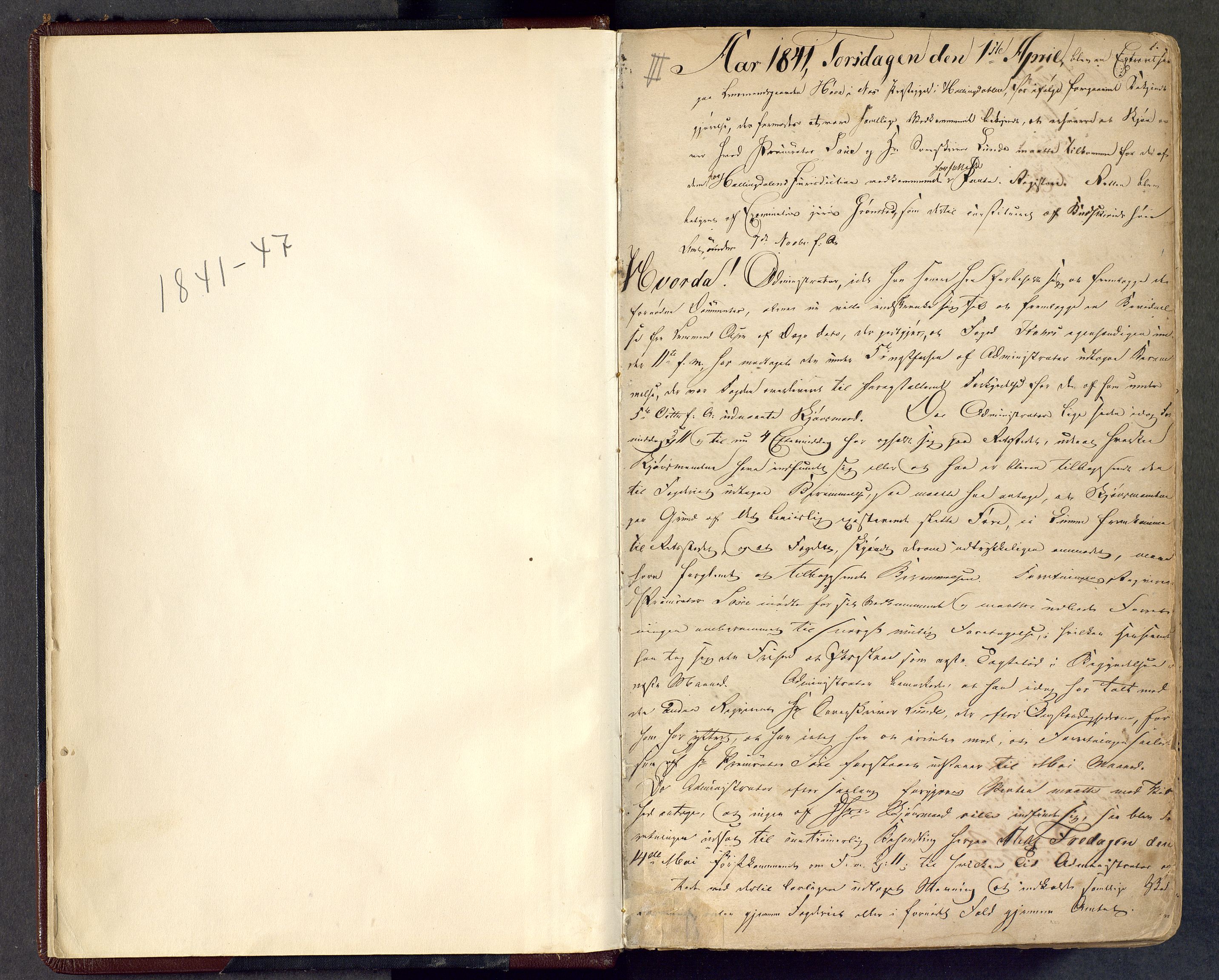 Hallingdal sorenskriveri, AV/SAKO-A-121/F/Fc/L0004: Ekstrarettsprotokoll, Nes, 1841-1847, s. 1