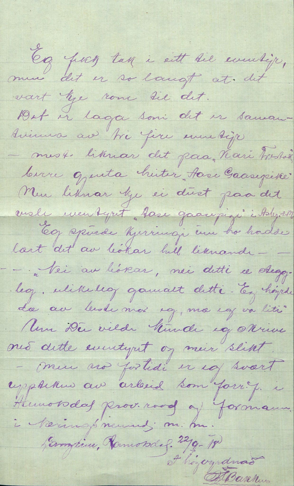 Rikard Berge, TEMU/TGM-A-1003/F/L0007/0036: 251-299 / 286 Uppskriftir av O. T. Bakken, 1918