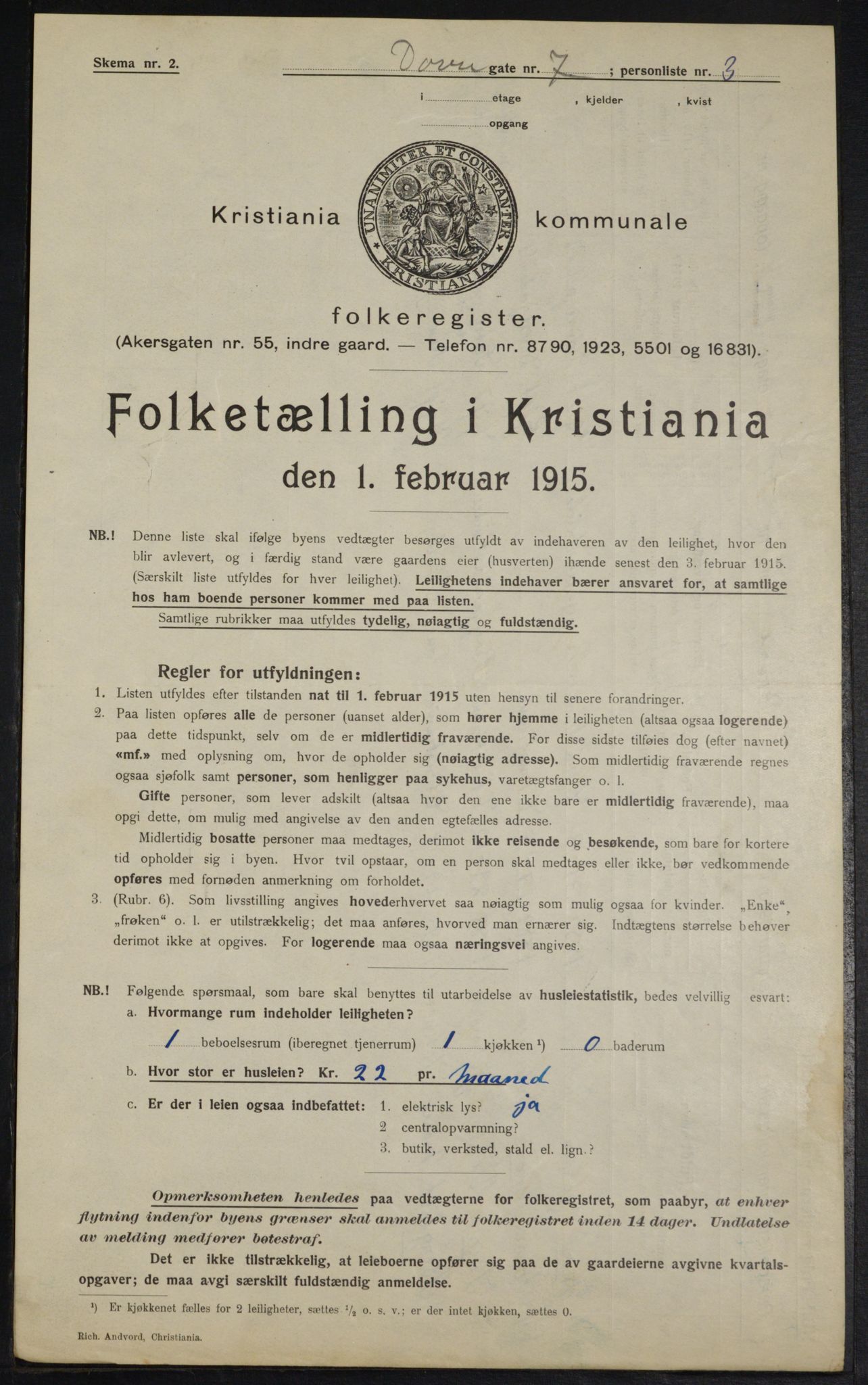 OBA, Kommunal folketelling 1.2.1915 for Kristiania, 1915, s. 16235