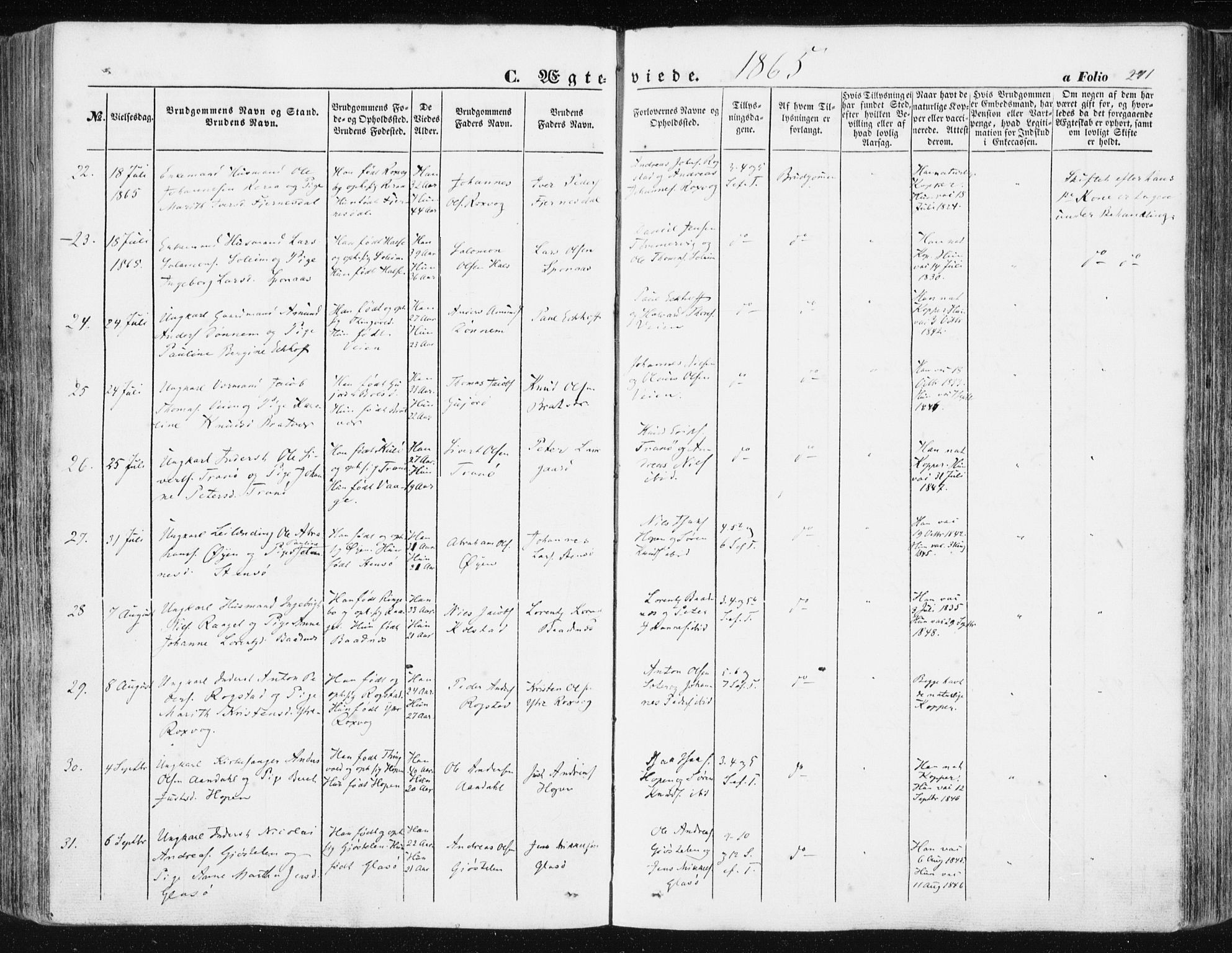 Ministerialprotokoller, klokkerbøker og fødselsregistre - Møre og Romsdal, SAT/A-1454/581/L0937: Ministerialbok nr. 581A05, 1853-1872, s. 271