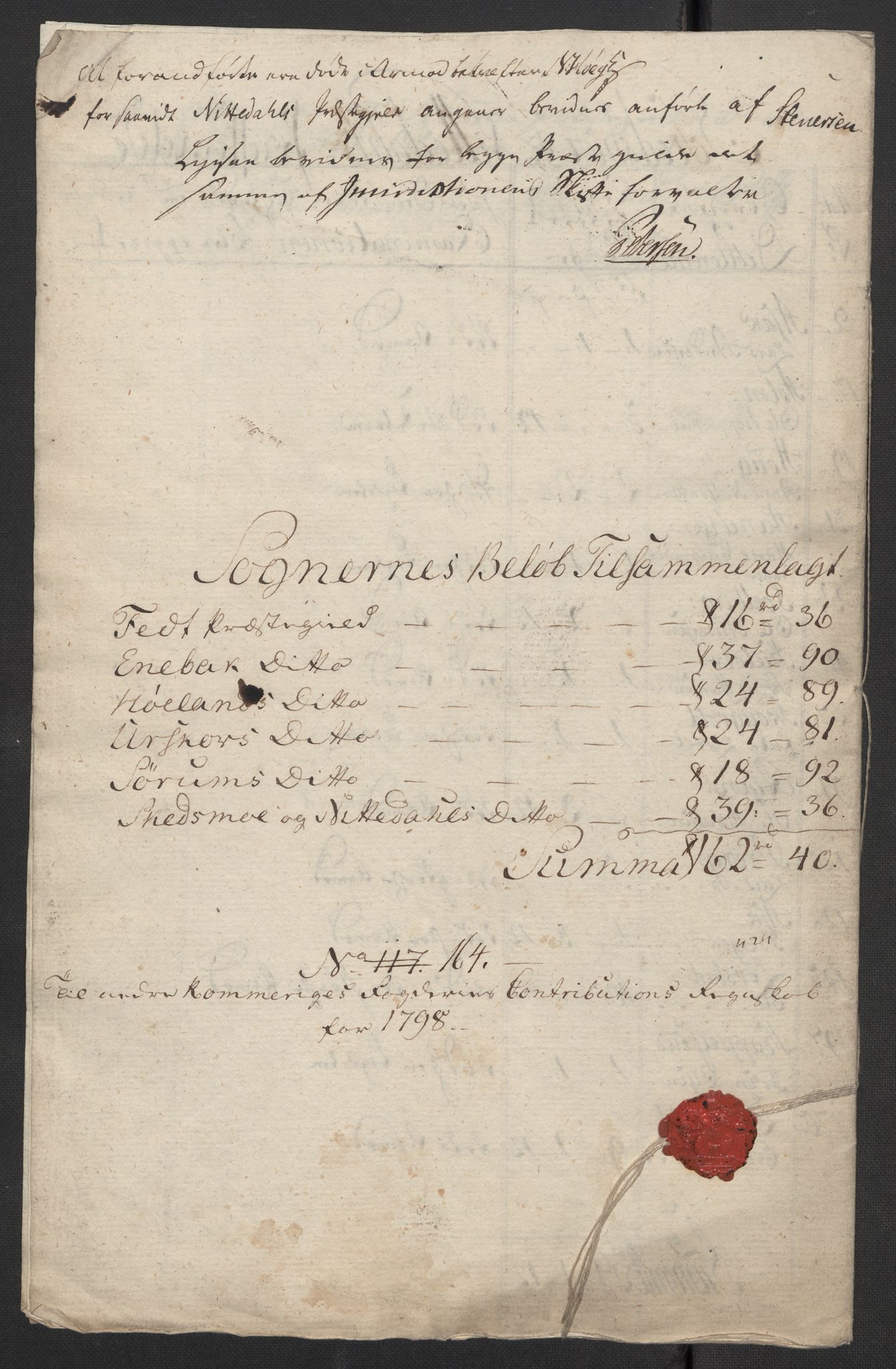 Rentekammeret inntil 1814, Reviderte regnskaper, Fogderegnskap, RA/EA-4092/R11/L0674: Fogderegnskap Nedre Romerike, 1798, s. 496