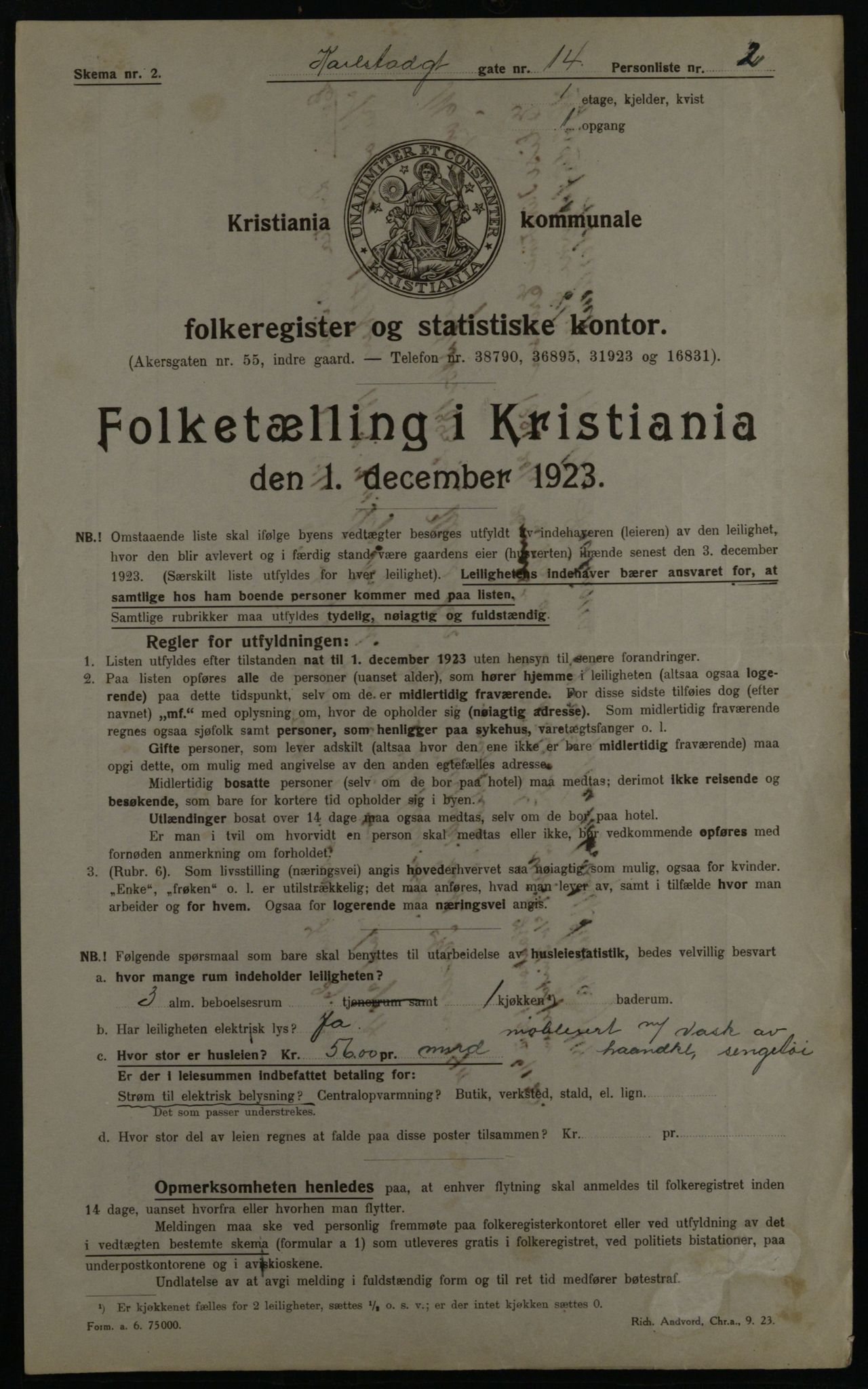 OBA, Kommunal folketelling 1.12.1923 for Kristiania, 1923, s. 54940