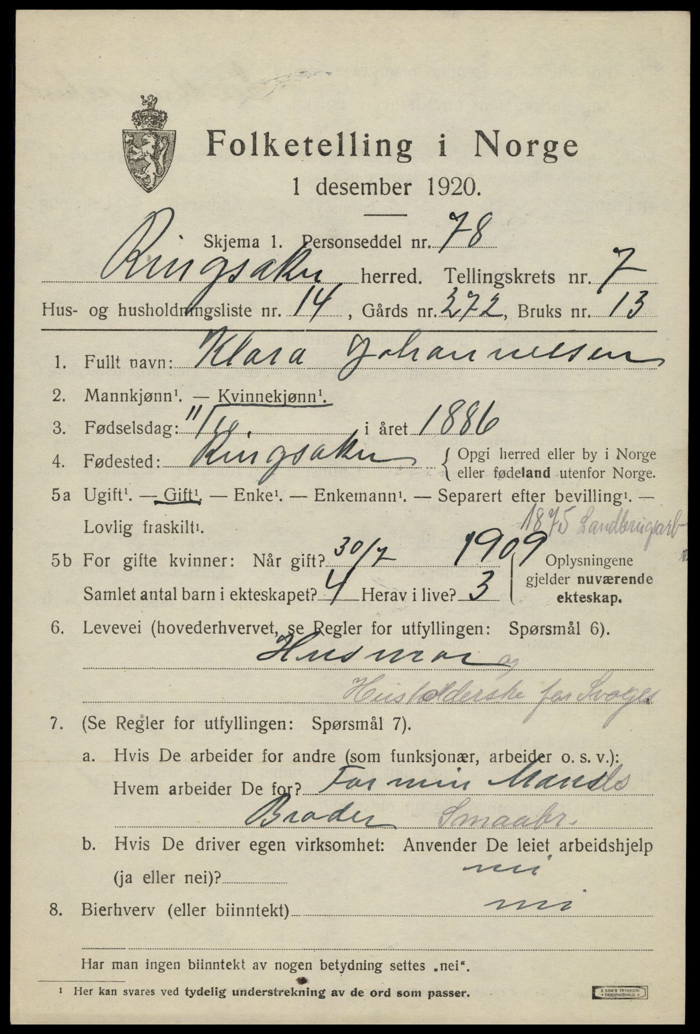 SAH, Folketelling 1920 for 0412 Ringsaker herred, 1920, s. 15246