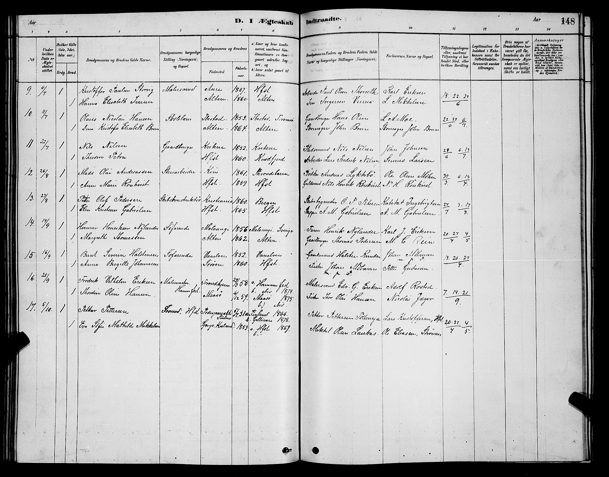 Hammerfest sokneprestkontor, AV/SATØ-S-1347/H/Hb/L0006.klokk: Klokkerbok nr. 6, 1876-1884, s. 148