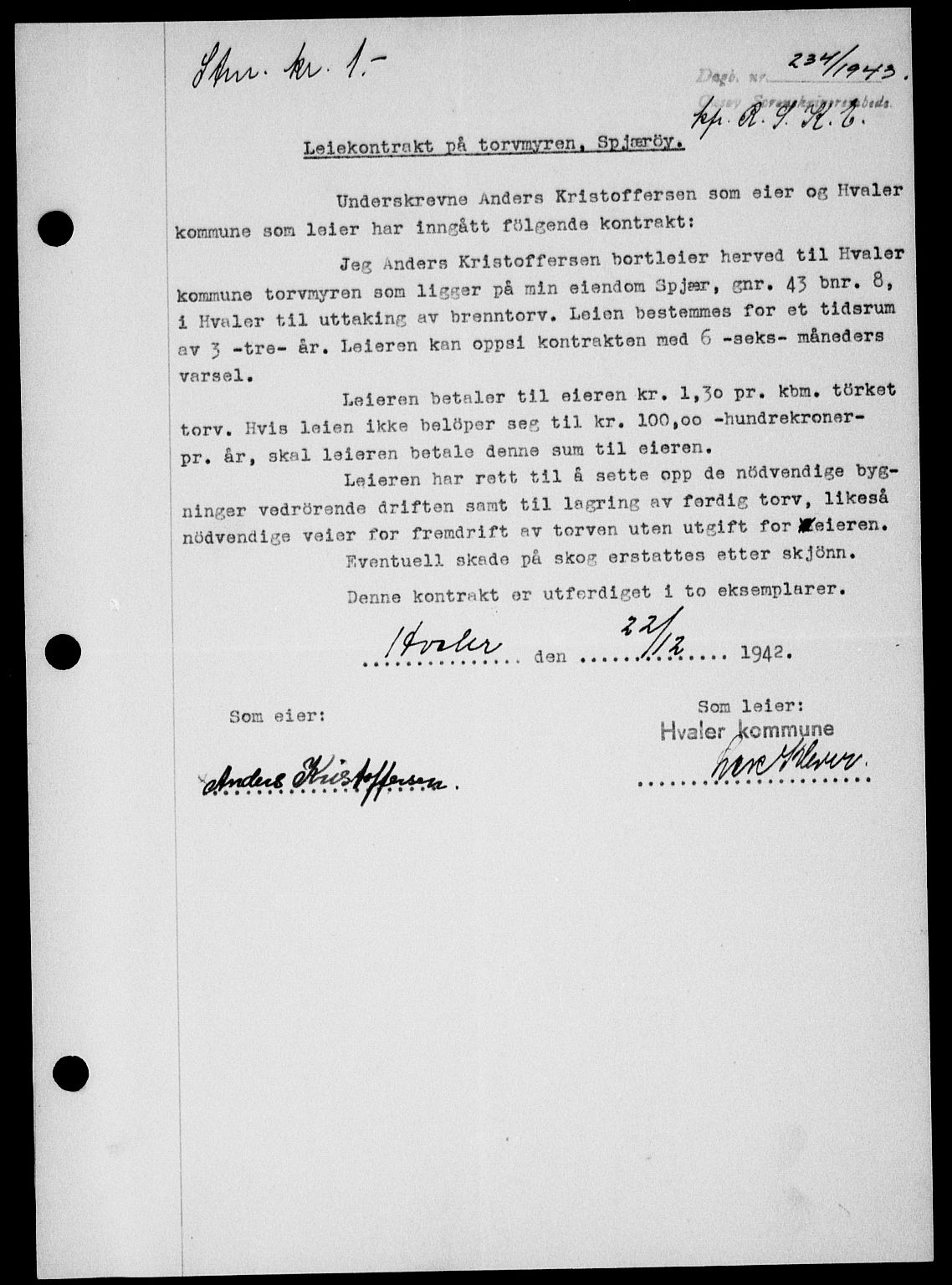 Onsøy sorenskriveri, SAO/A-10474/G/Ga/Gab/L0010: Pantebok nr. II A-10, 1943-1943