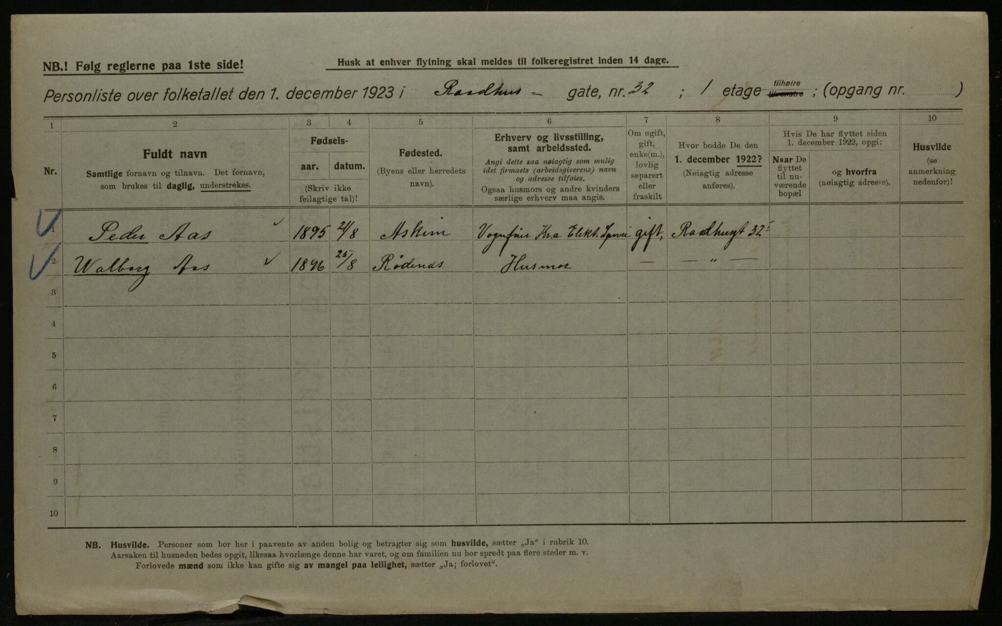 OBA, Kommunal folketelling 1.12.1923 for Kristiania, 1923, s. 95536