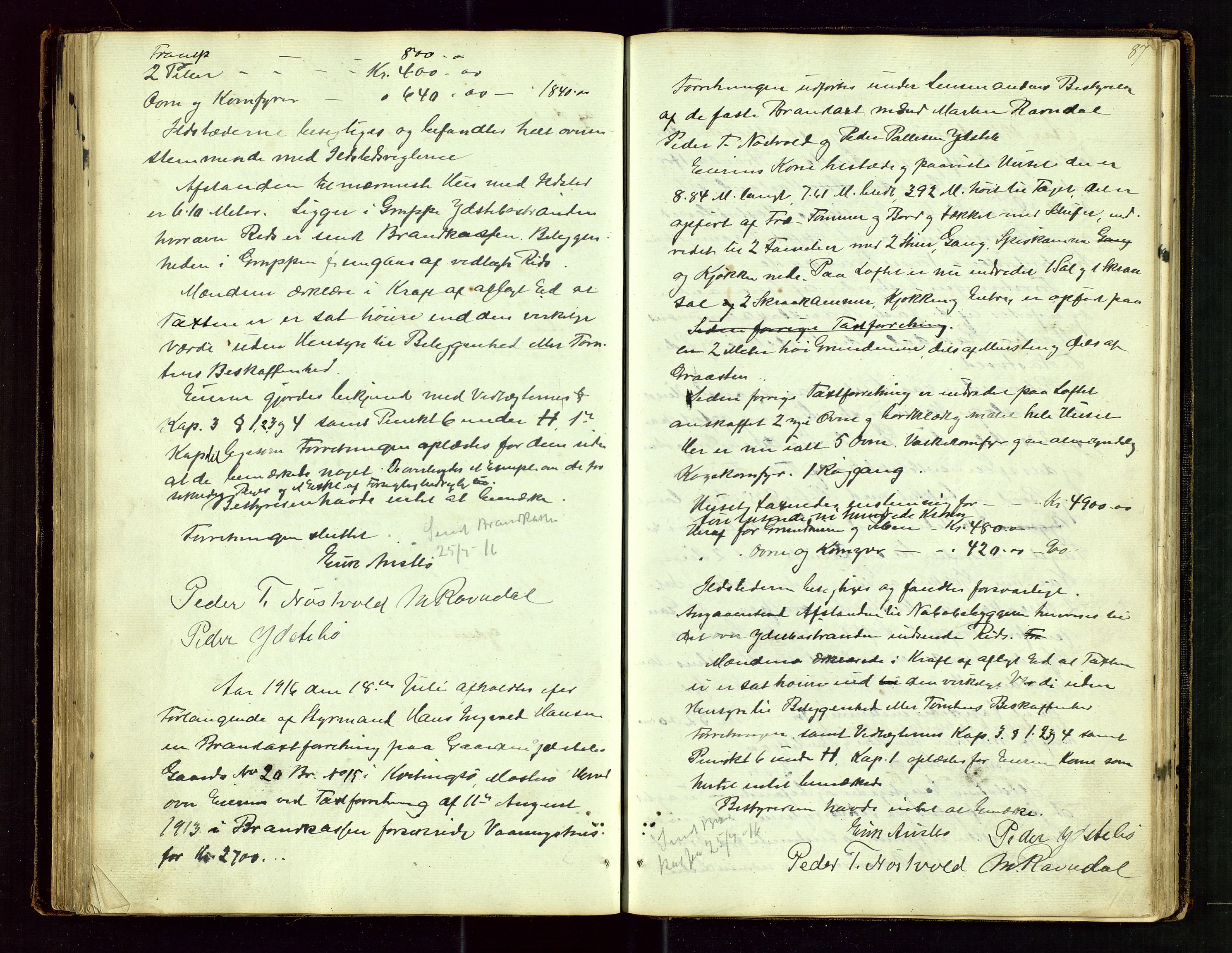 Rennesøy lensmannskontor, AV/SAST-A-100165/Goa/L0001: "Brandtaxations-Protocol for Rennesøe Thinglag", 1846-1923, s. 86b-87a