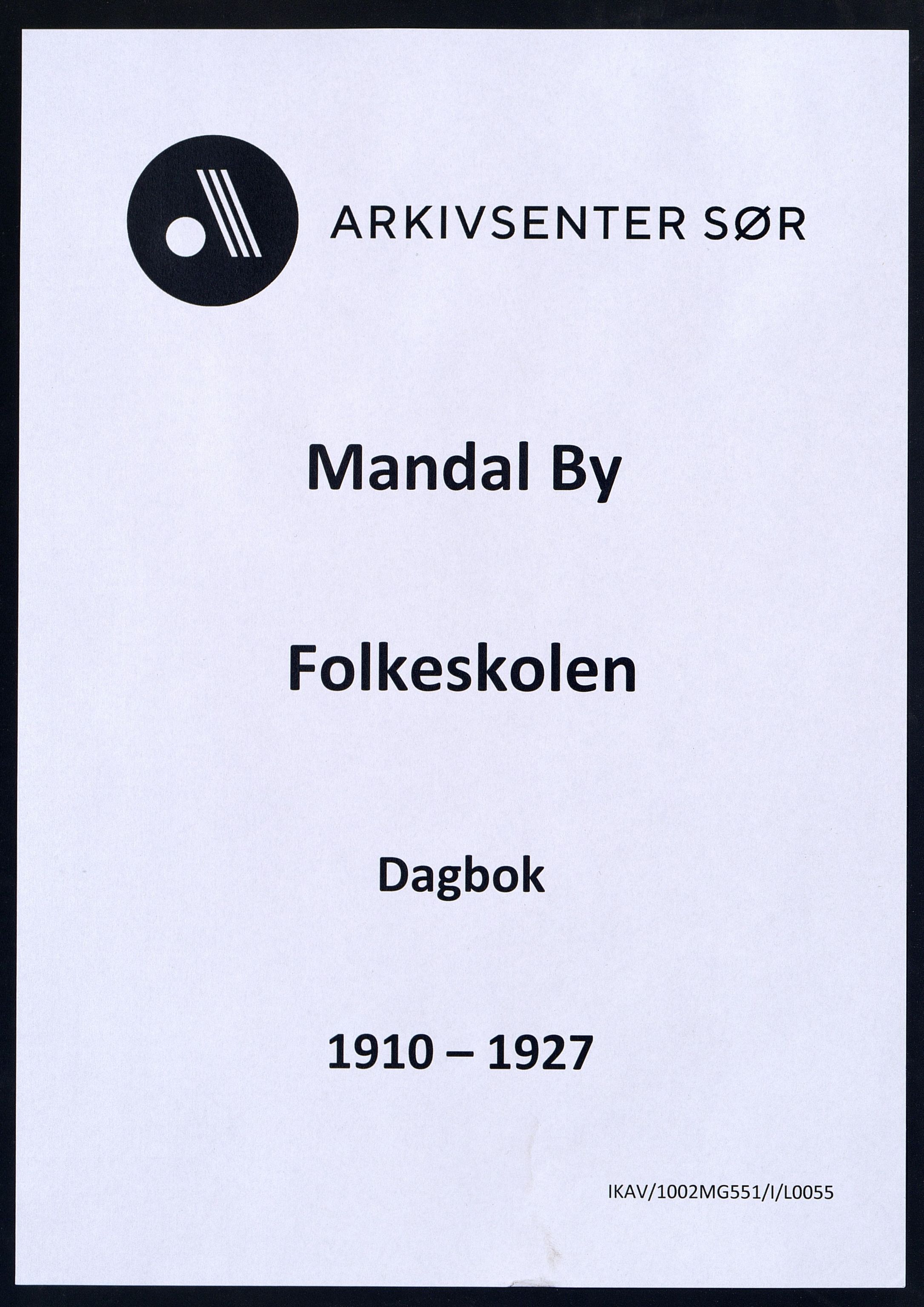 Mandal By - Mandal Allmueskole/Folkeskole/Skole, IKAV/1002MG551/I/L0055: Dagbok, 1910-1927
