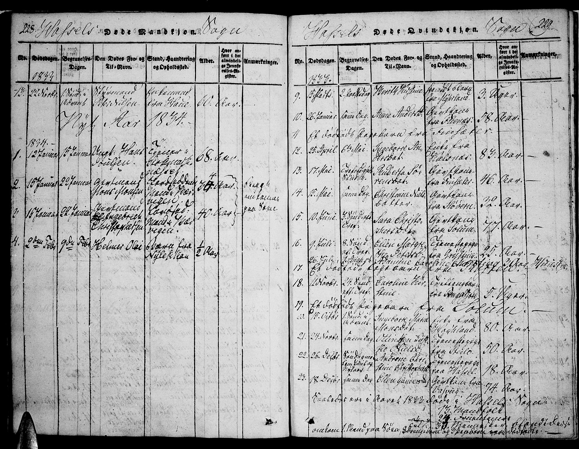 Ministerialprotokoller, klokkerbøker og fødselsregistre - Nordland, AV/SAT-A-1459/888/L1237: Ministerialbok nr. 888A05 /1, 1820-1836, s. 228-229