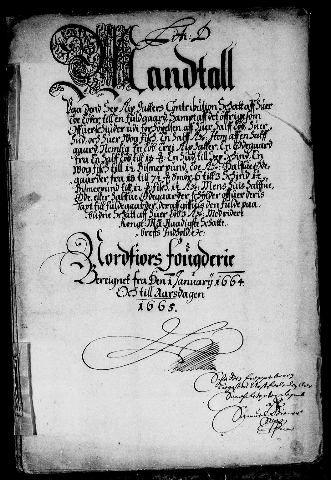 Rentekammeret inntil 1814, Reviderte regnskaper, Stiftamtstueregnskaper, Bergen stiftamt, AV/RA-EA-6043/R/Rc/L0011: Bergen stiftamt, 1664