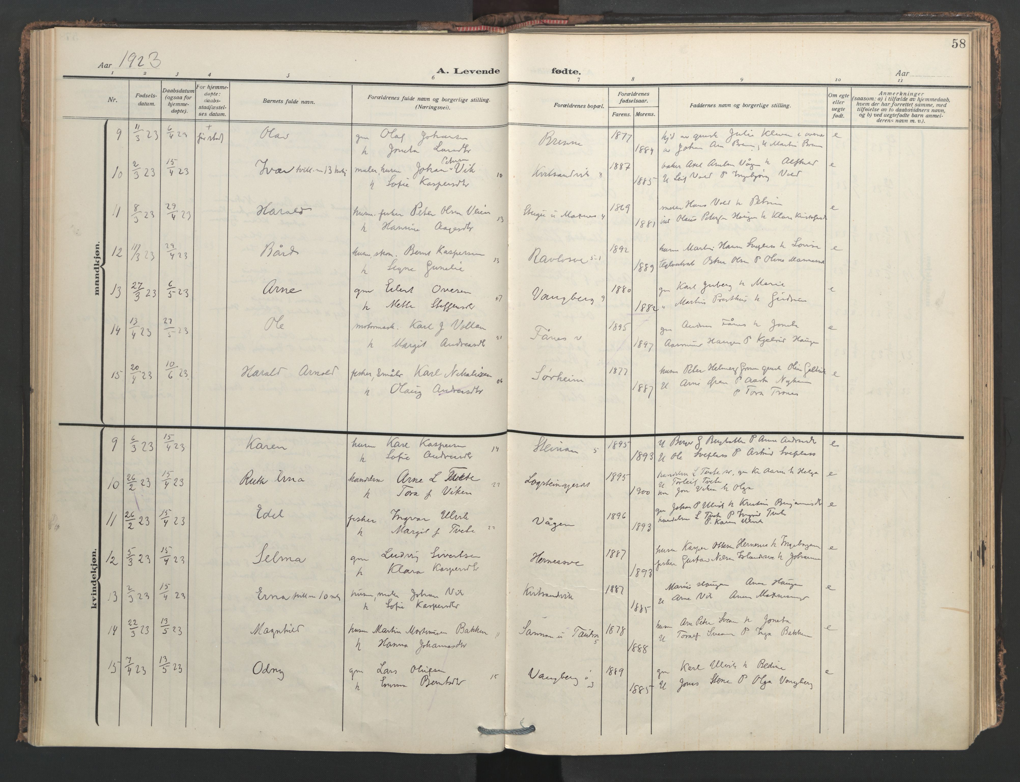 Ministerialprotokoller, klokkerbøker og fødselsregistre - Nord-Trøndelag, AV/SAT-A-1458/713/L0123: Ministerialbok nr. 713A12, 1911-1925, s. 58