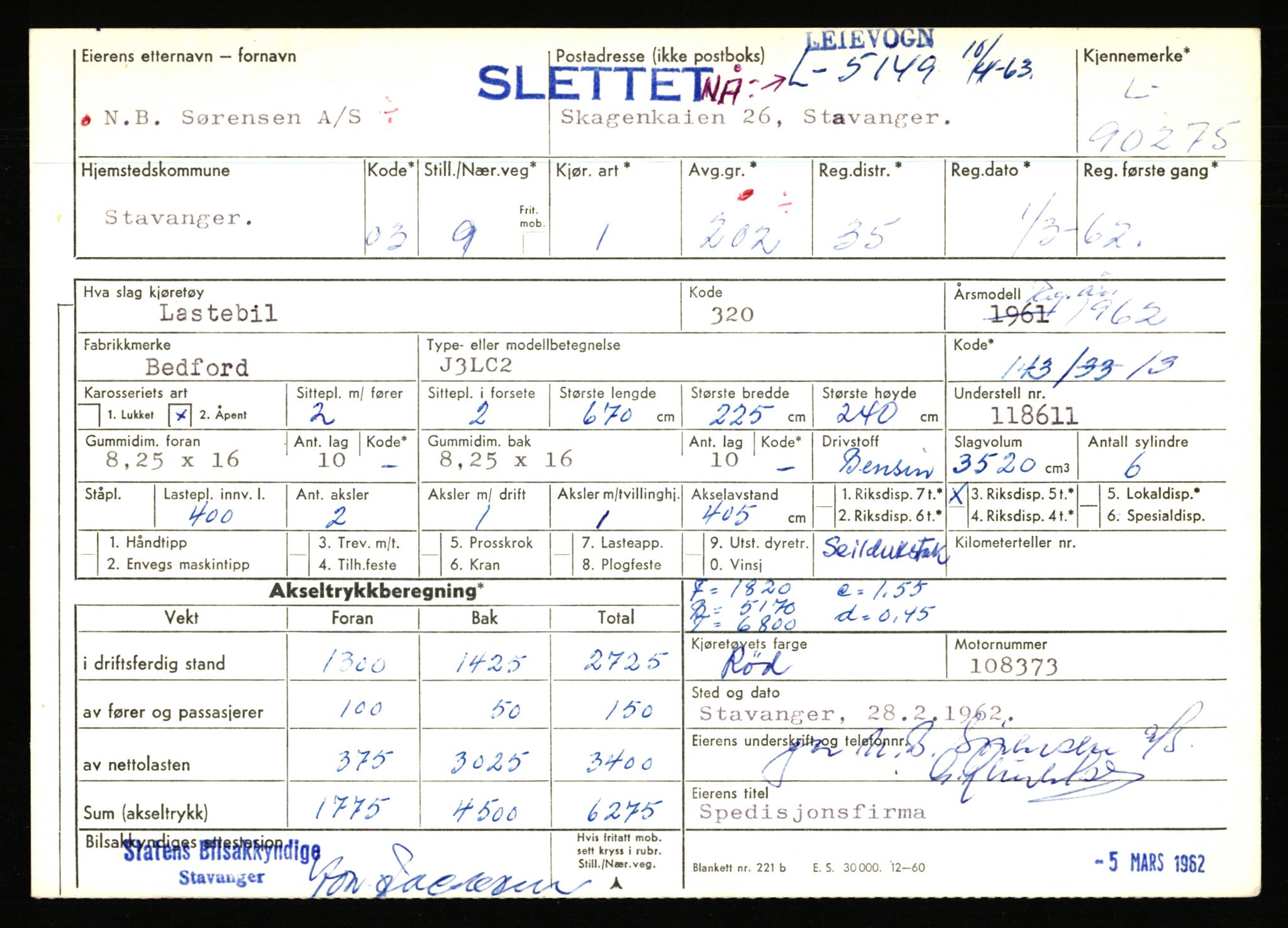 Stavanger trafikkstasjon, AV/SAST-A-101942/0/F/L0075: L-88800 - L-92499, 1930-1971, s. 1219