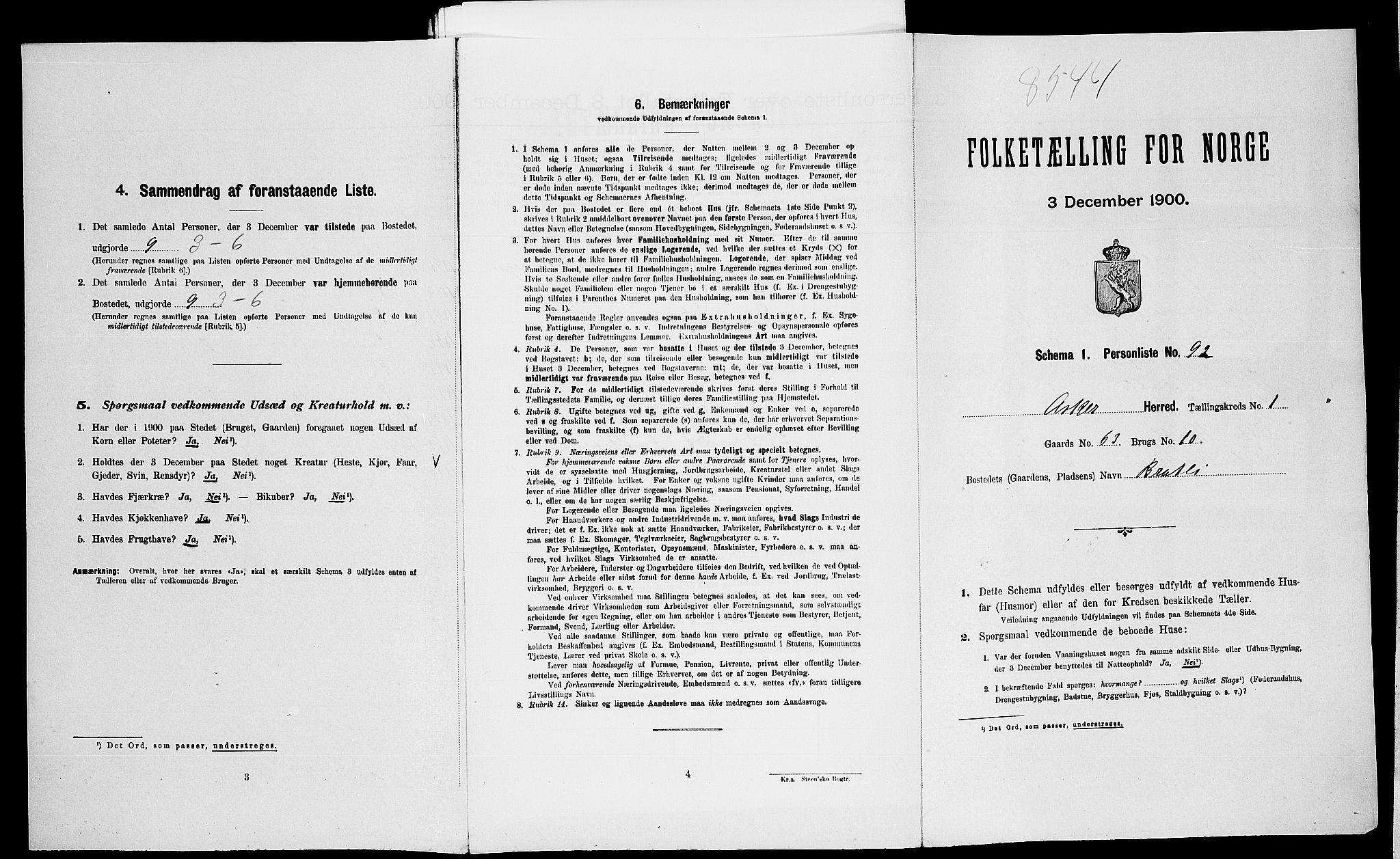 SAO, Folketelling 1900 for 0220 Asker herred, 1900, s. 1436