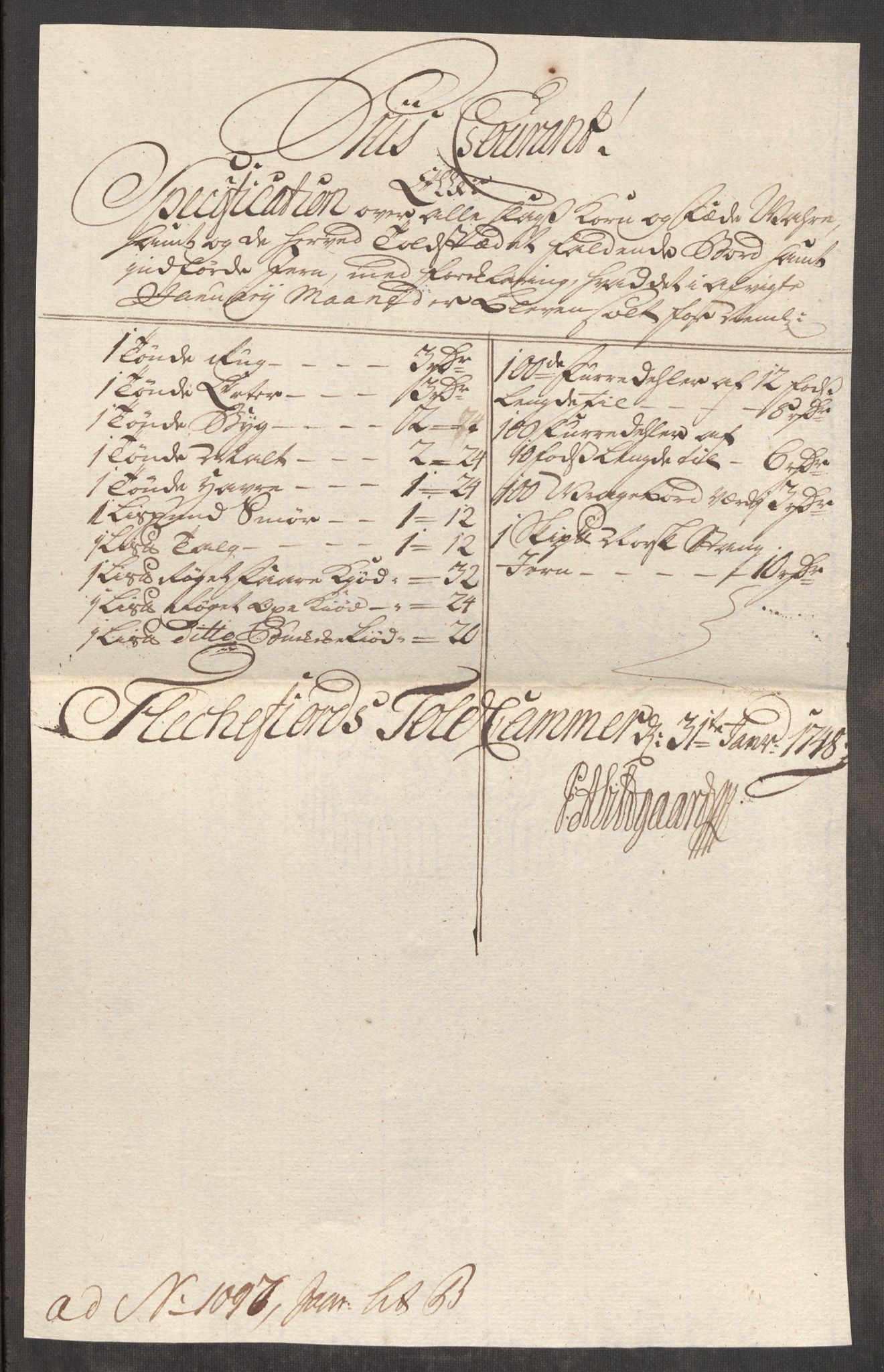 Rentekammeret inntil 1814, Realistisk ordnet avdeling, AV/RA-EA-4070/Oe/L0003: [Ø1]: Priskuranter, 1745-1748, s. 865
