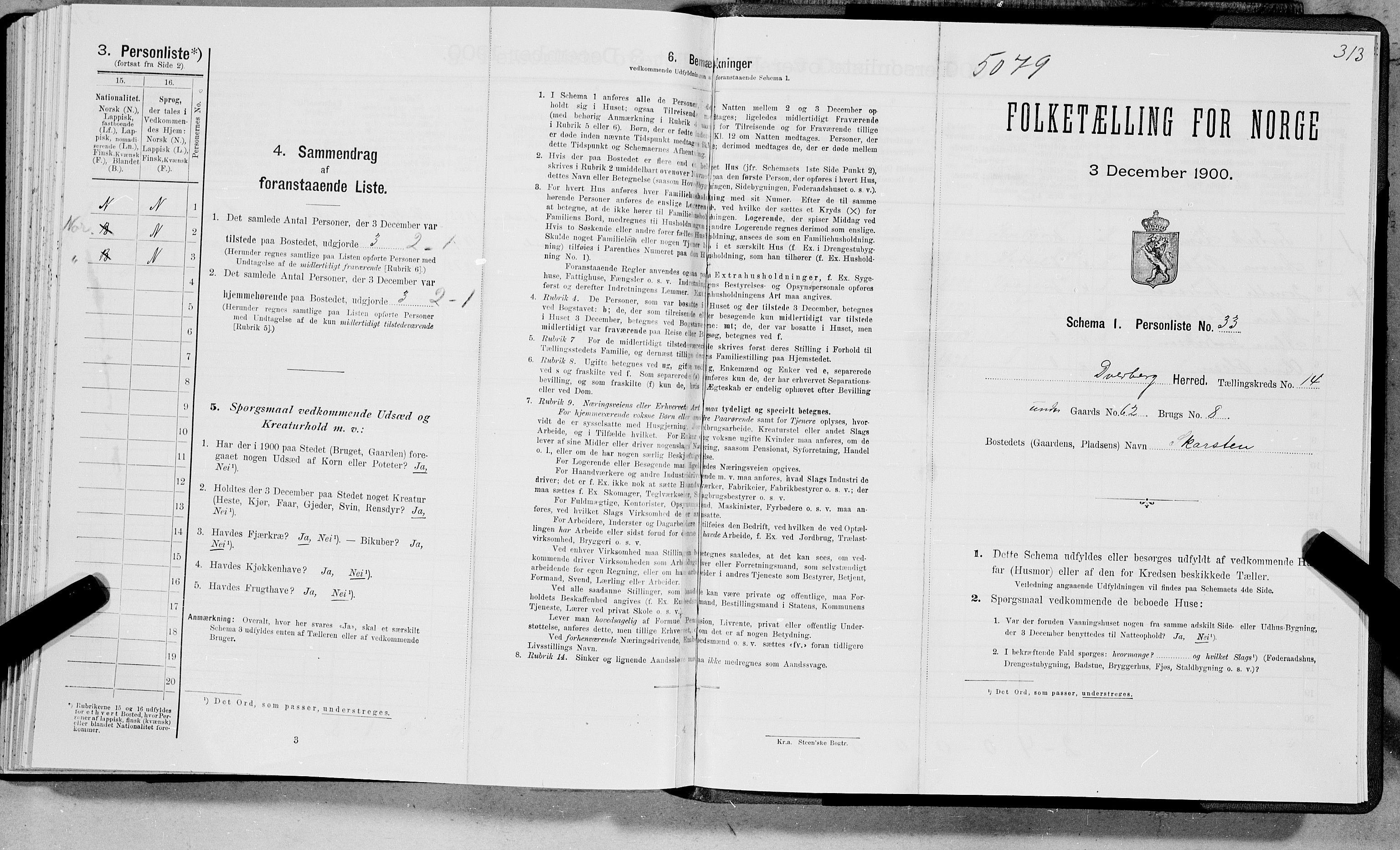 SAT, Folketelling 1900 for 1872 Dverberg herred, 1900, s. 1322