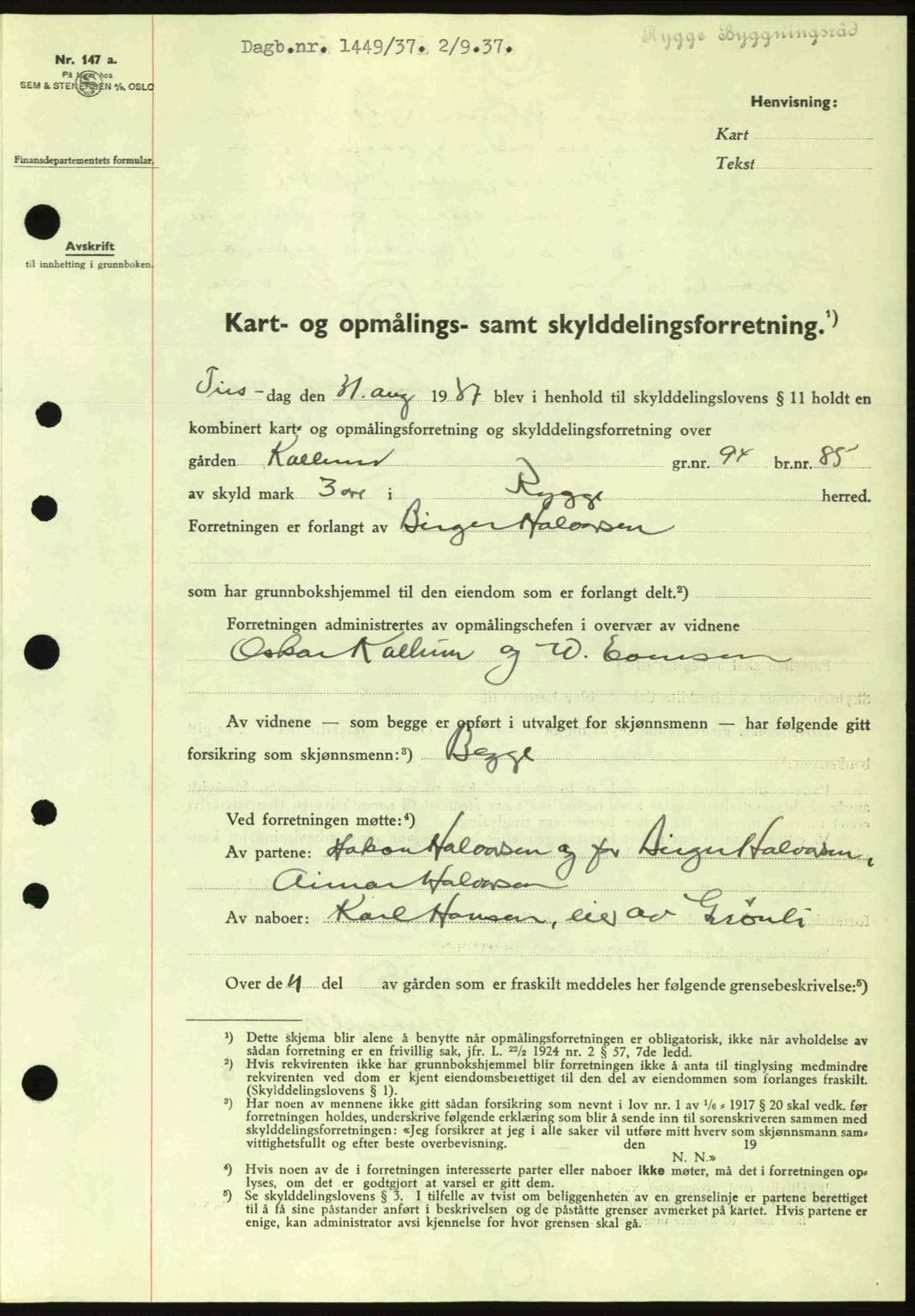 Moss sorenskriveri, SAO/A-10168: Pantebok nr. A3, 1937-1938, Dagboknr: 1449/1937