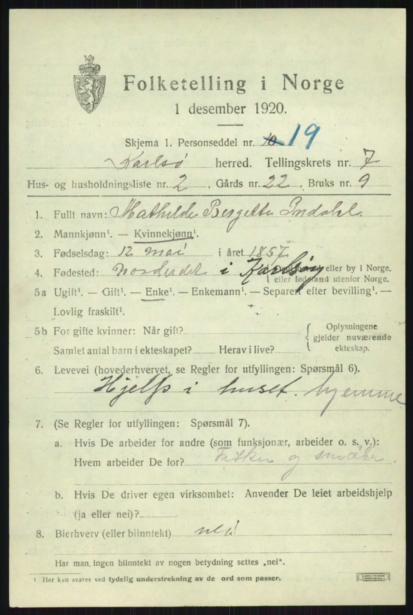 SATØ, Folketelling 1920 for 1936 Karlsøy herred, 1920, s. 2656