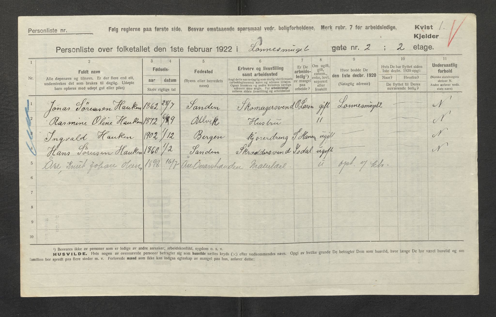 SAB, Kommunal folketelling 1922 for Bergen kjøpstad, 1922, s. 23301