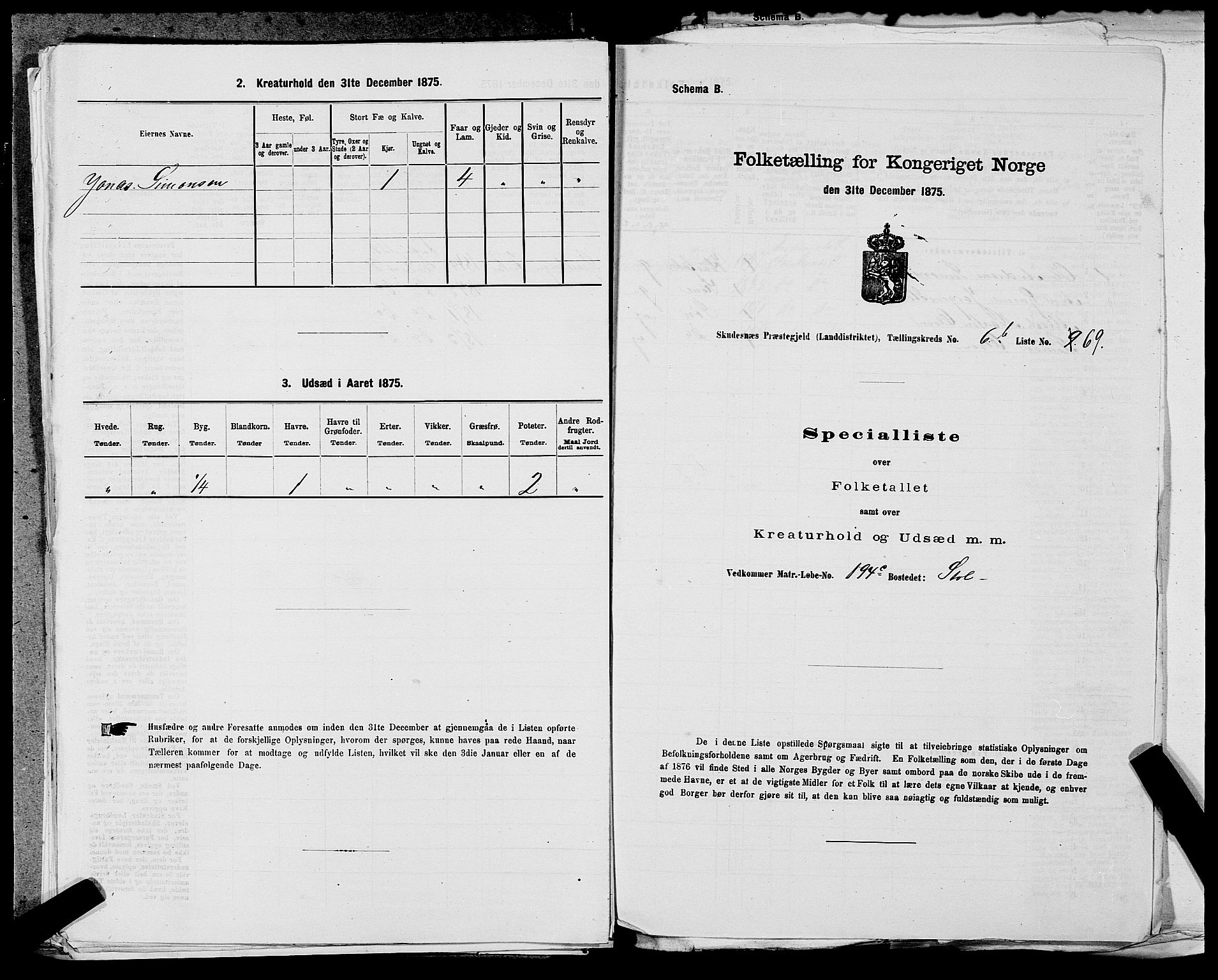 SAST, Folketelling 1875 for 1150L Skudenes prestegjeld, Falnes sokn, Åkra sokn og Ferkingstad sokn, 1875, s. 914