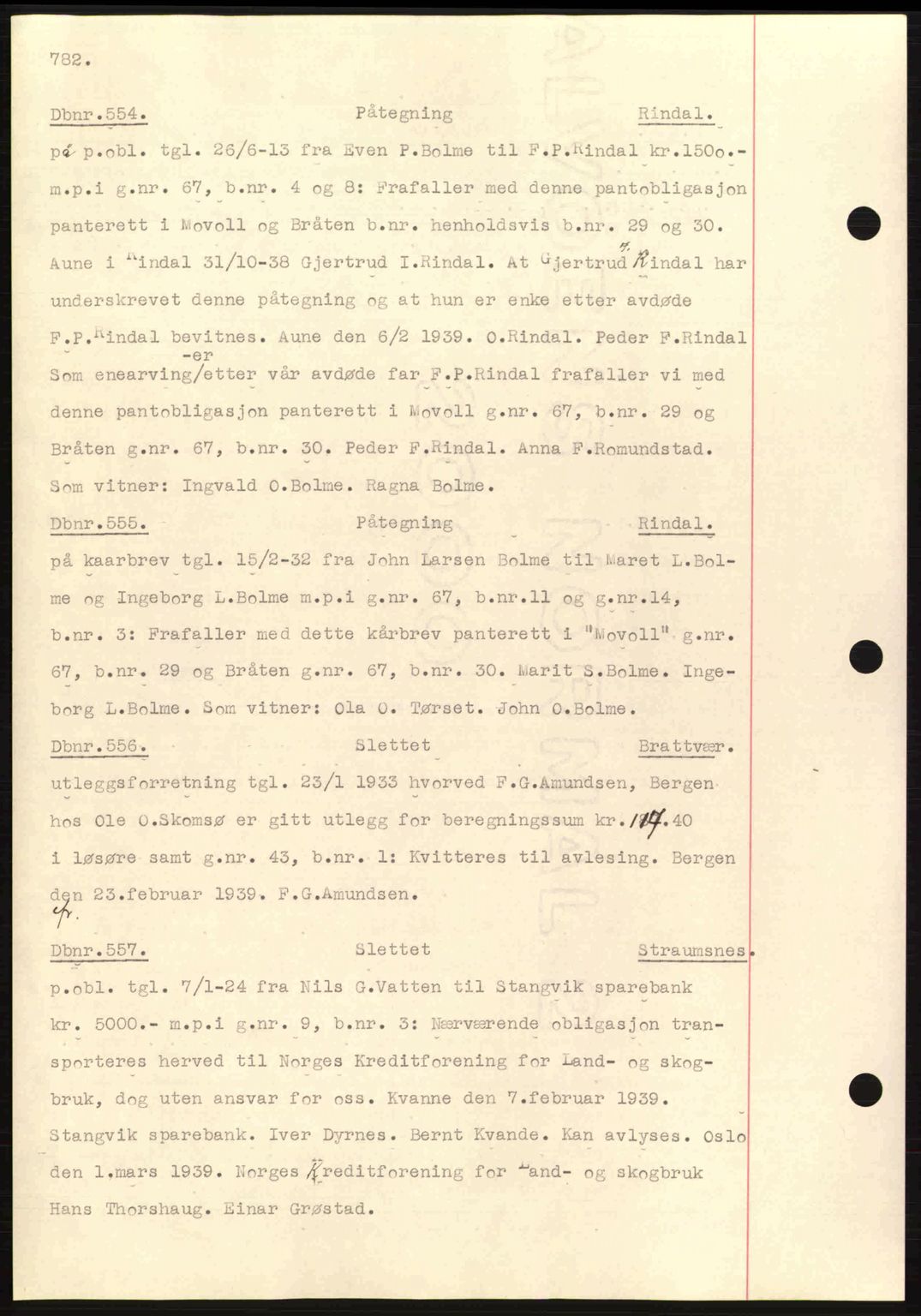 Nordmøre sorenskriveri, SAT/A-4132/1/2/2Ca: Pantebok nr. C80, 1936-1939, Dagboknr: 554/1939