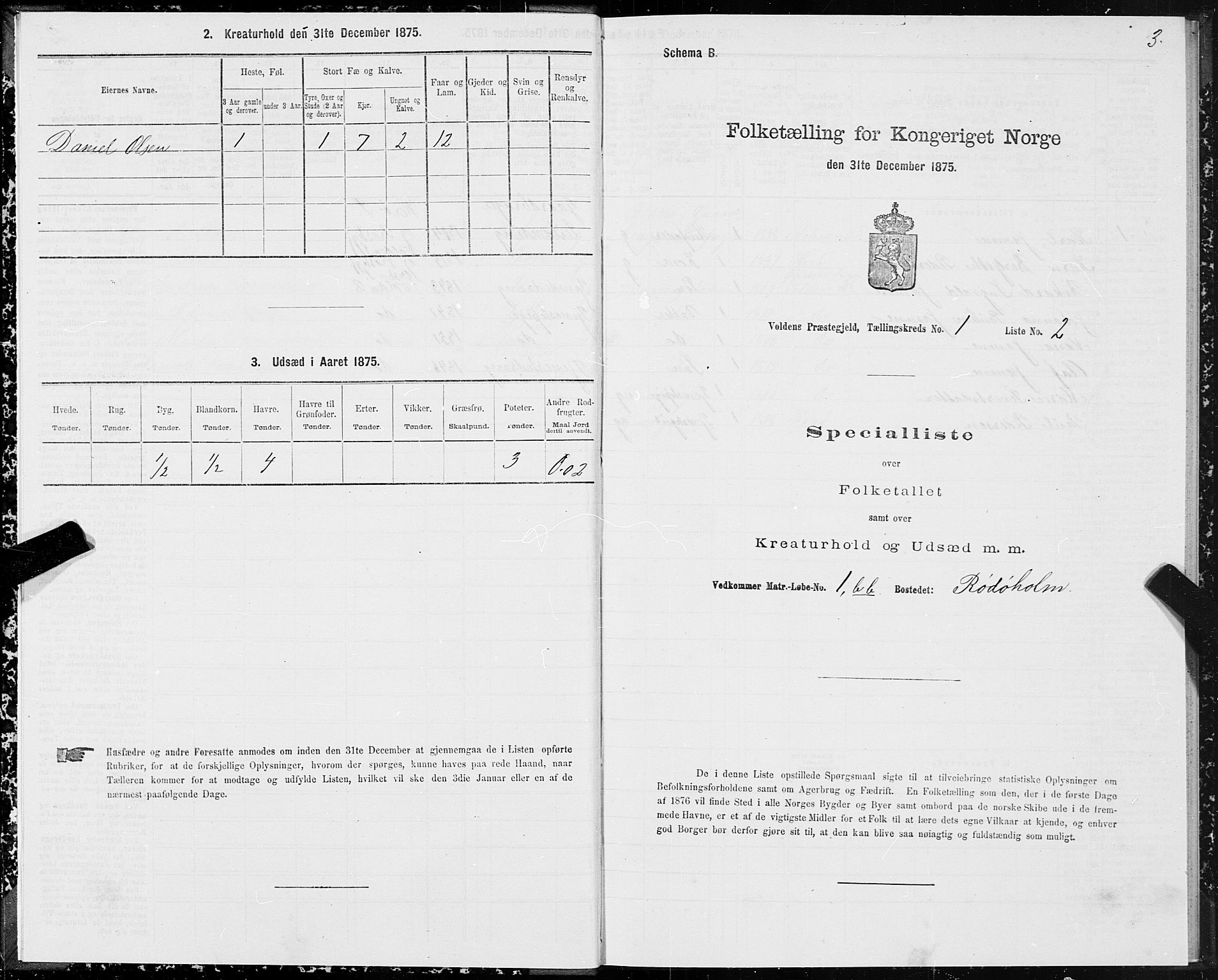 SAT, Folketelling 1875 for 1519P Volda prestegjeld, 1875, s. 1003
