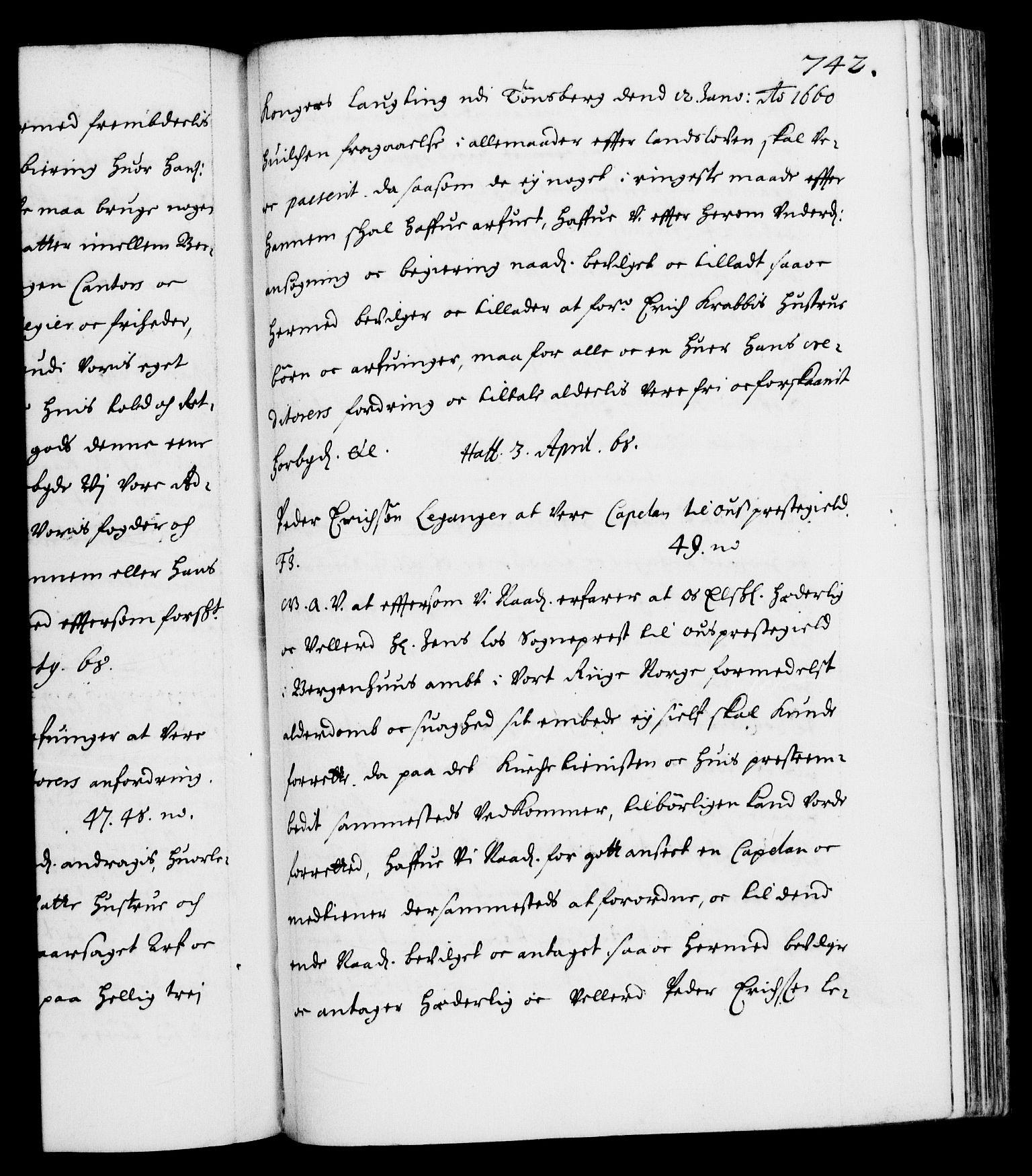 Danske Kanselli 1572-1799, AV/RA-EA-3023/F/Fc/Fca/Fcaa/L0010: Norske registre (mikrofilm), 1660-1670, s. 742a