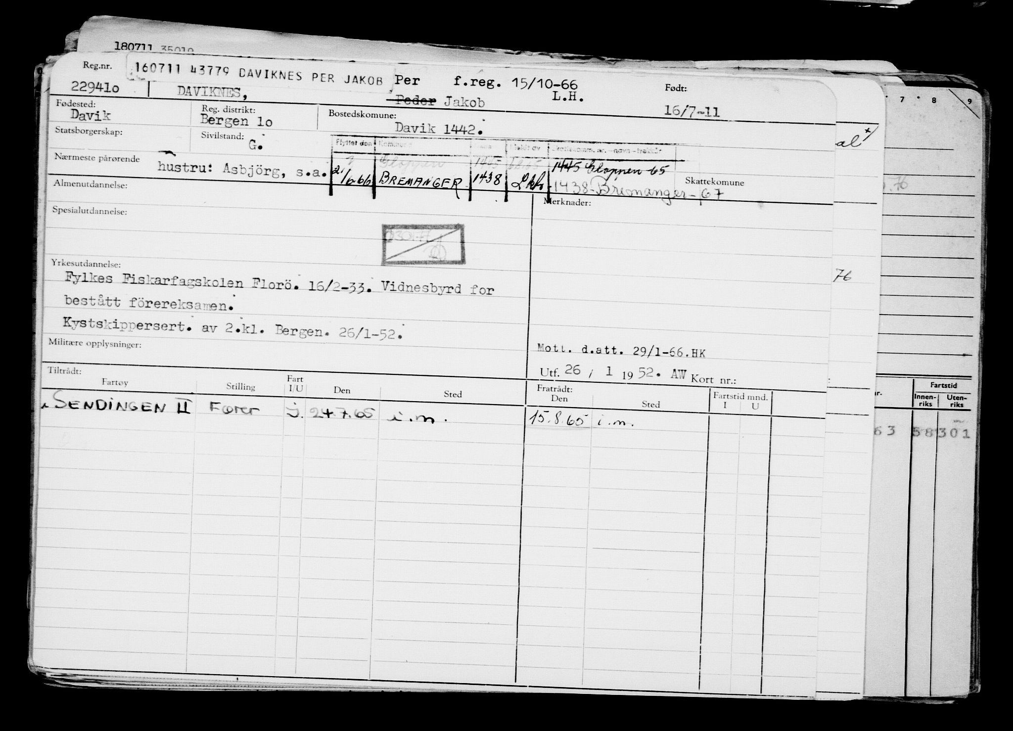 Direktoratet for sjømenn, RA/S-3545/G/Gb/L0098: Hovedkort, 1911, s. 284