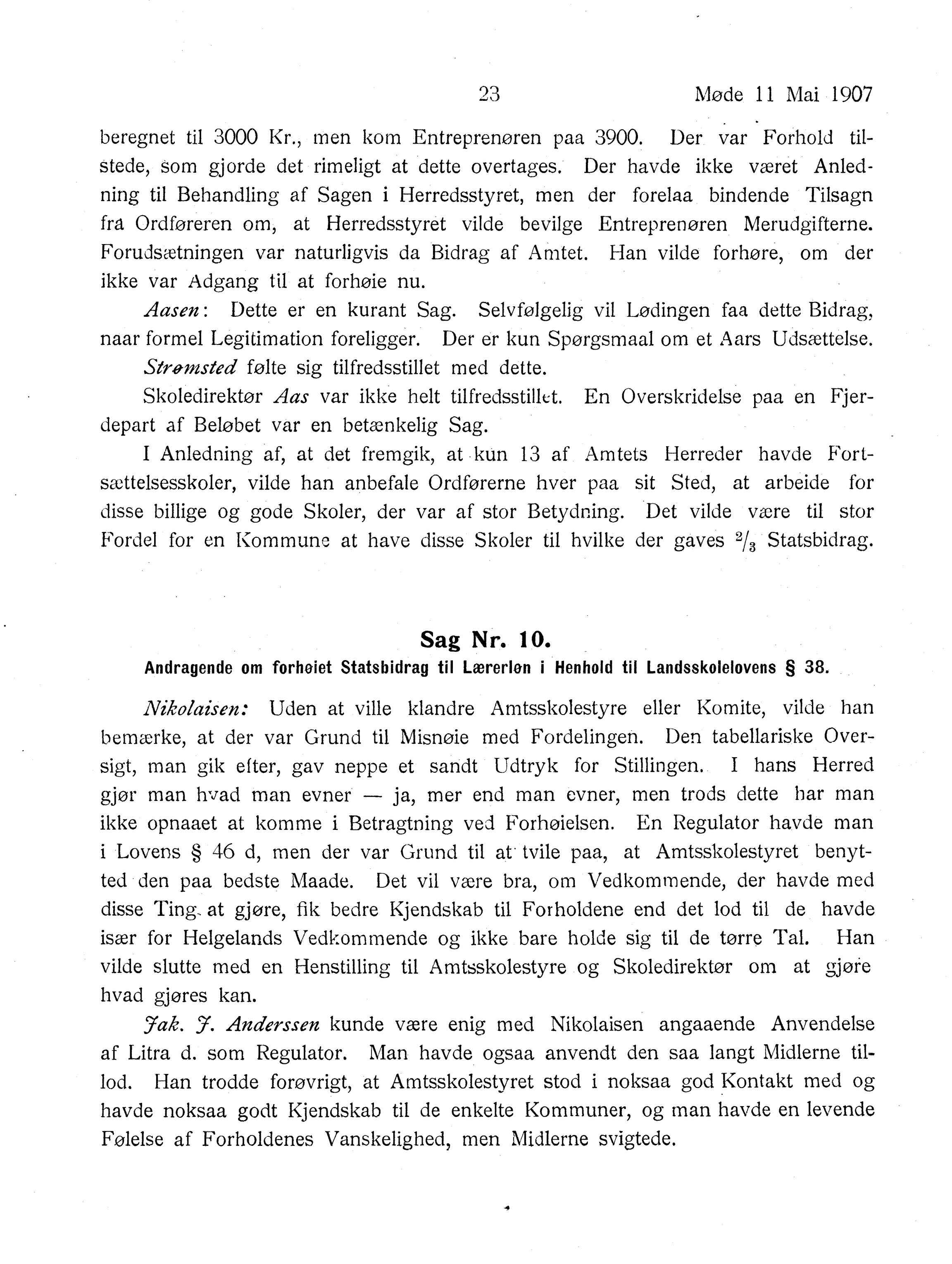 Nordland Fylkeskommune. Fylkestinget, AIN/NFK-17/176/A/Ac/L0030: Fylkestingsforhandlinger 1907, 1907