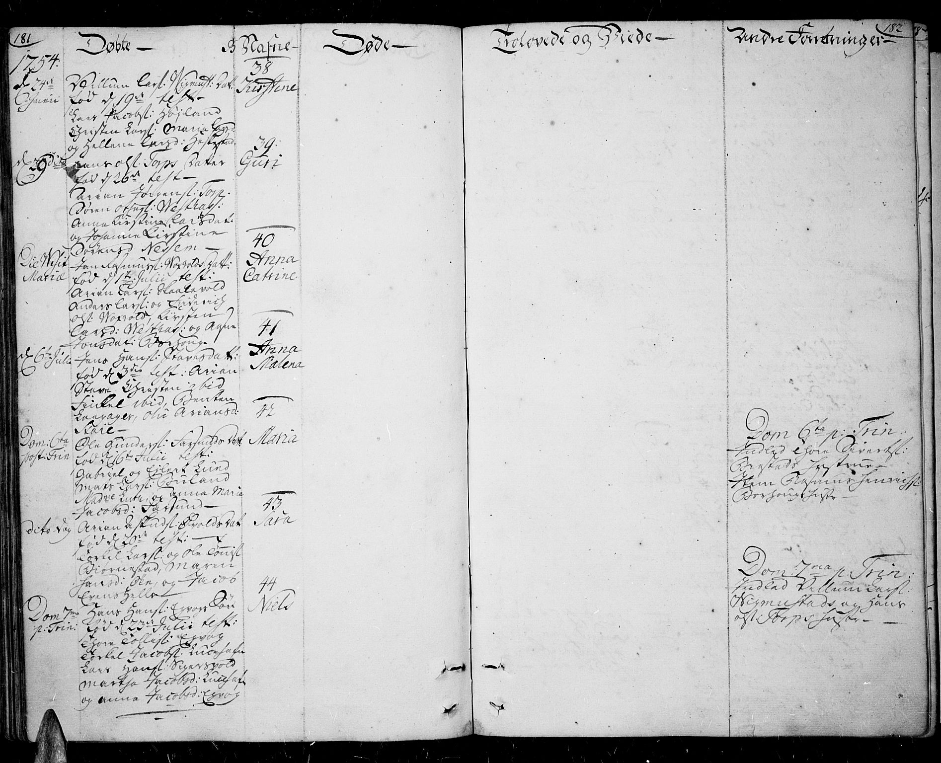 Lista sokneprestkontor, AV/SAK-1111-0027/F/Fa/L0003: Ministerialbok nr. A 3 /1, 1743-1767, s. 181-182