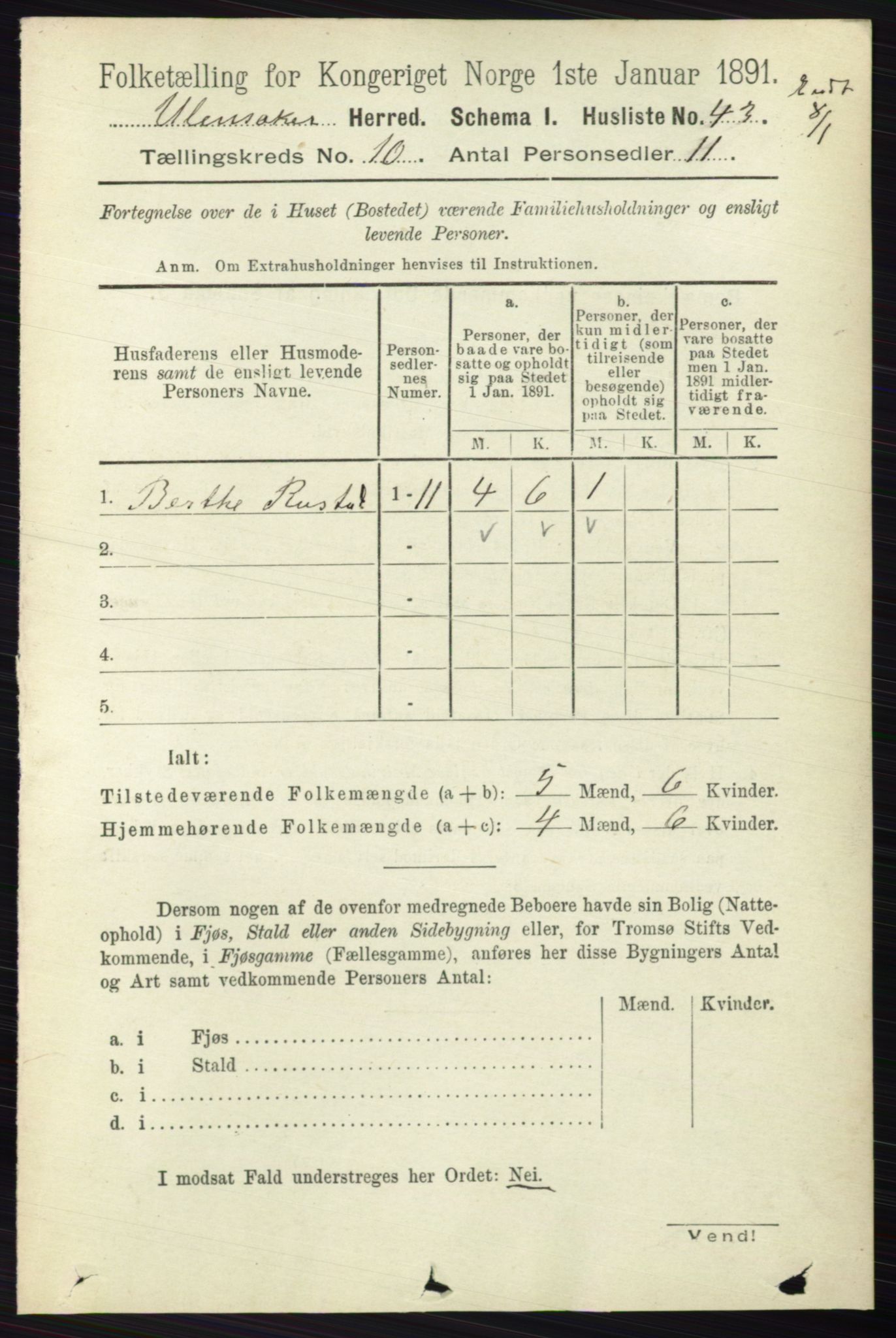 RA, Folketelling 1891 for 0235 Ullensaker herred, 1891, s. 4491