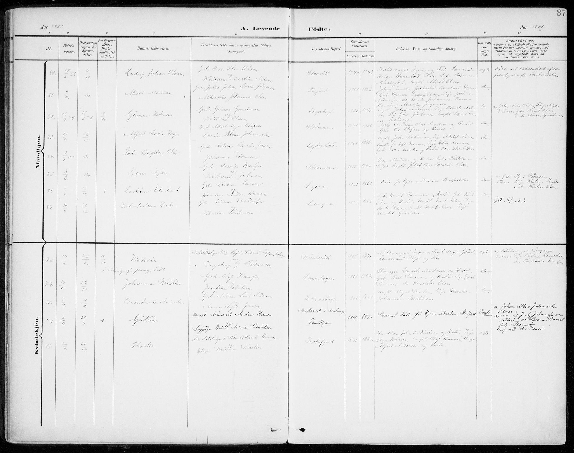 Lenvik sokneprestembete, AV/SATØ-S-1310/H/Ha/Haa/L0014kirke: Ministerialbok nr. 14, 1899-1909, s. 37