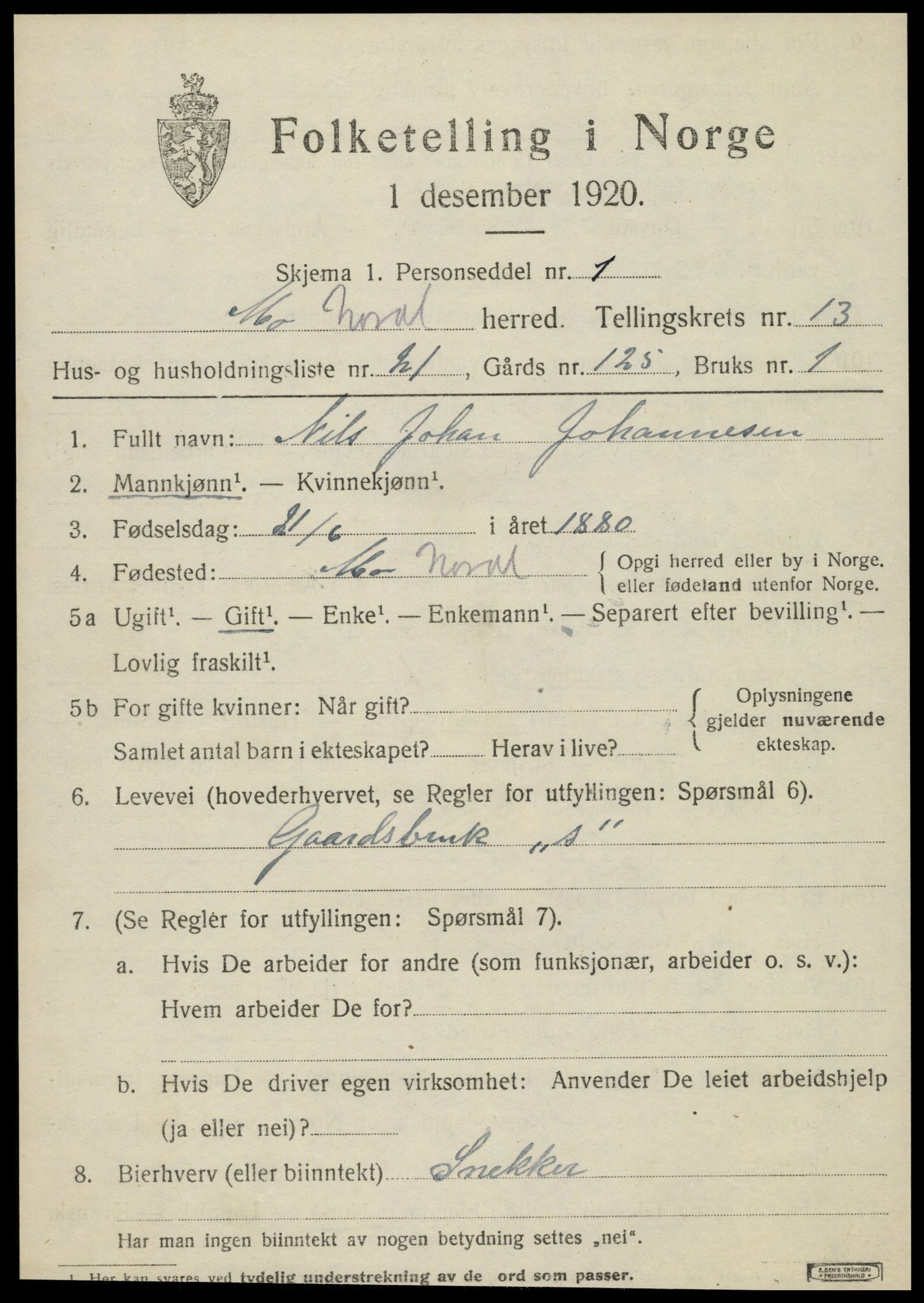 SAT, Folketelling 1920 for 1833 Mo herred, 1920, s. 11203