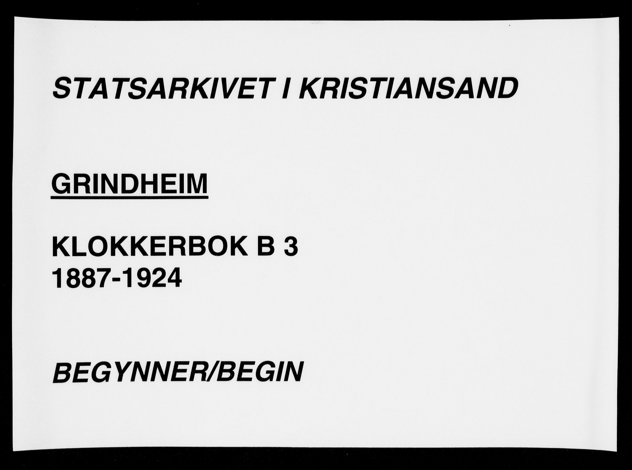 Bjelland sokneprestkontor, AV/SAK-1111-0005/F/Fb/Fbc/L0003: Klokkerbok nr. B 3, 1887-1924