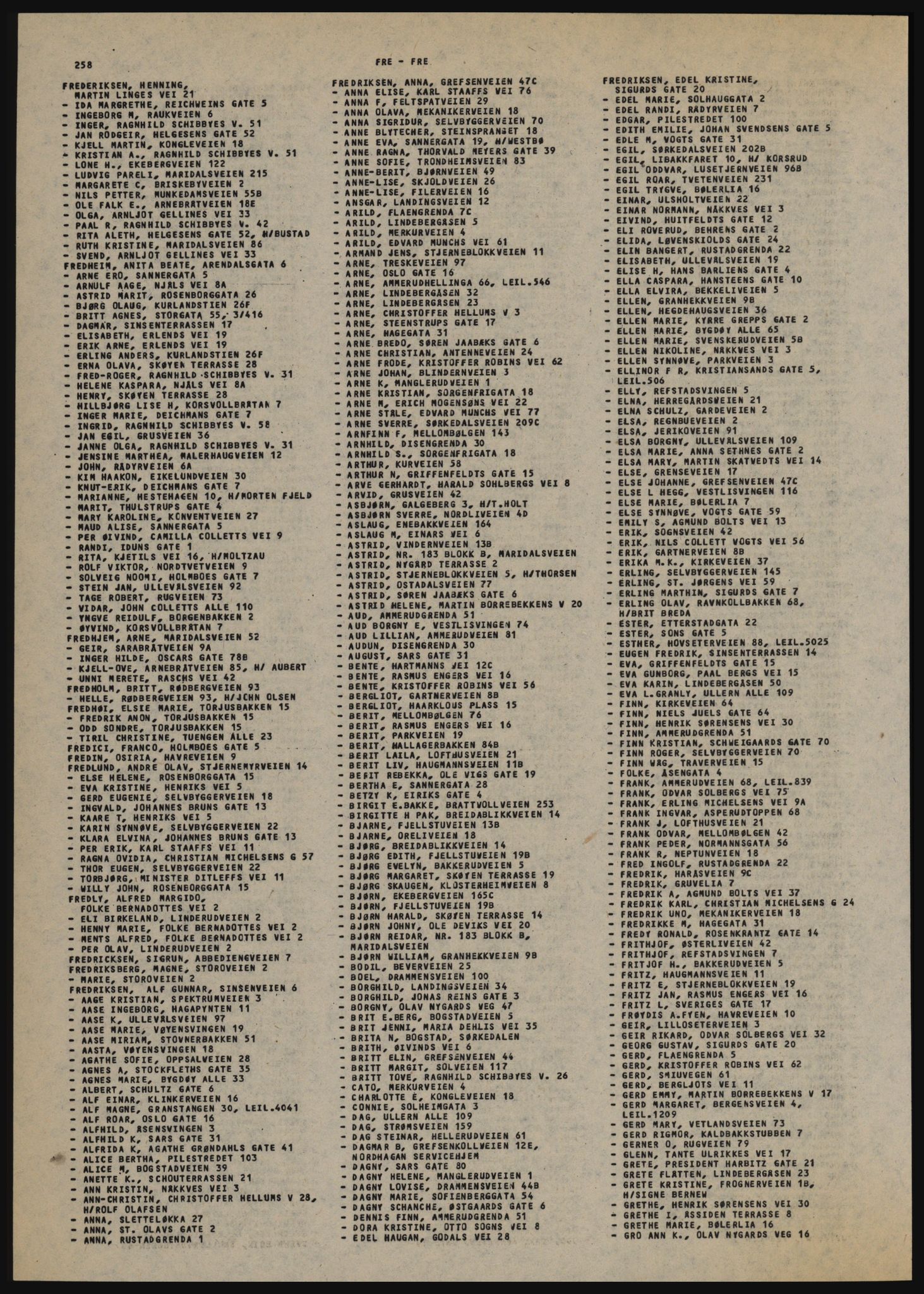 Kristiania/Oslo adressebok, PUBL/-, 1984-1985, s. 258