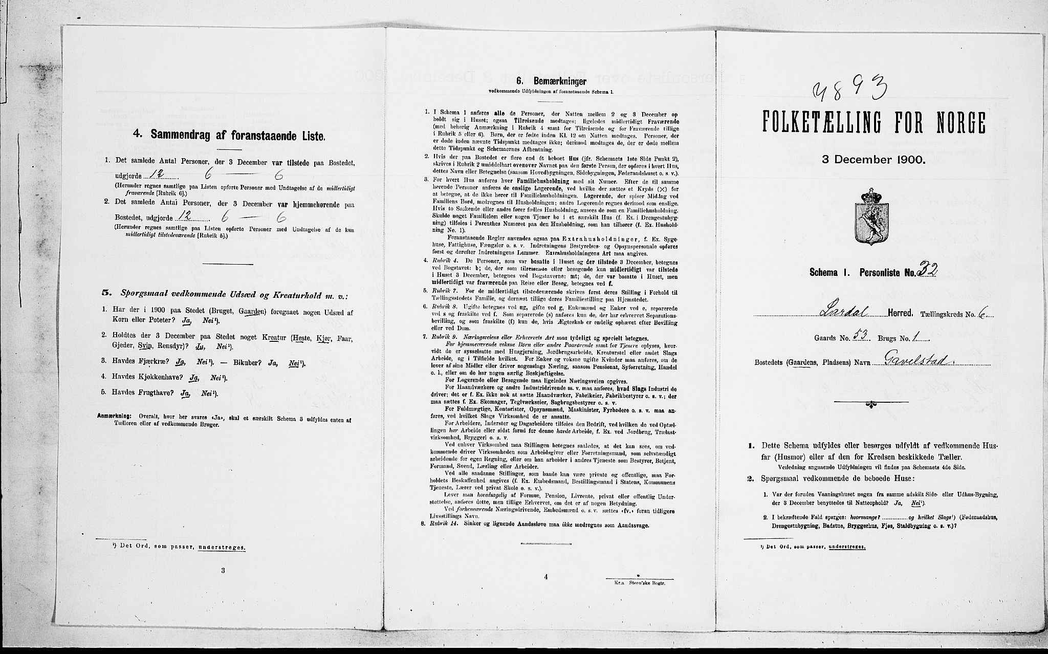 RA, Folketelling 1900 for 0728 Lardal herred, 1900, s. 869