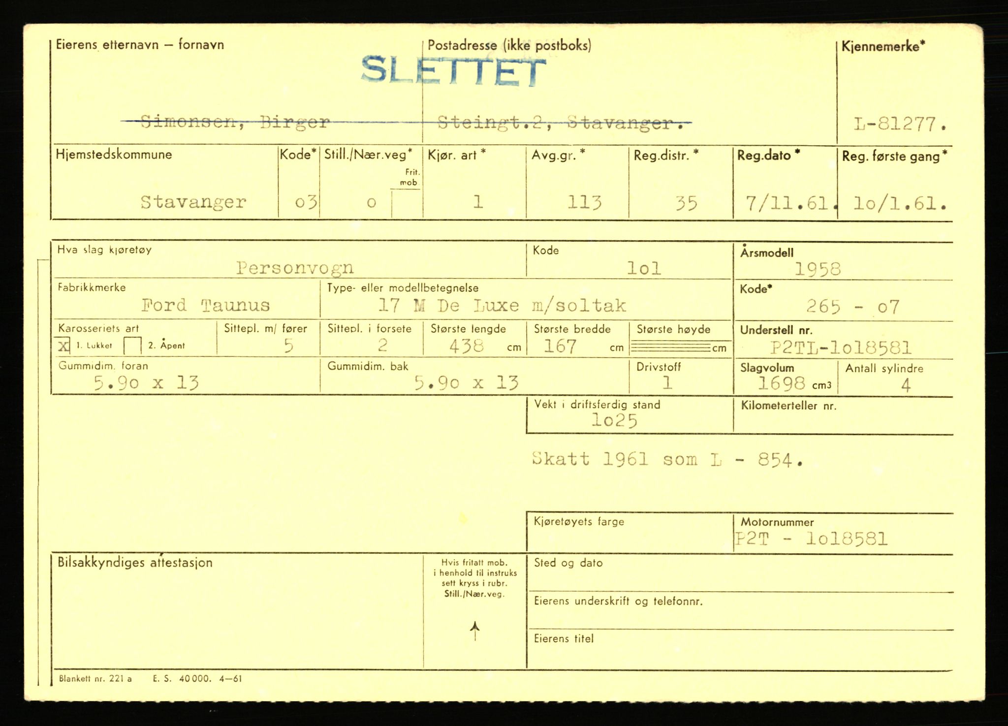 Stavanger trafikkstasjon, AV/SAST-A-101942/0/F/L0071: L-80500 - L-82199, 1930-1971, s. 1375