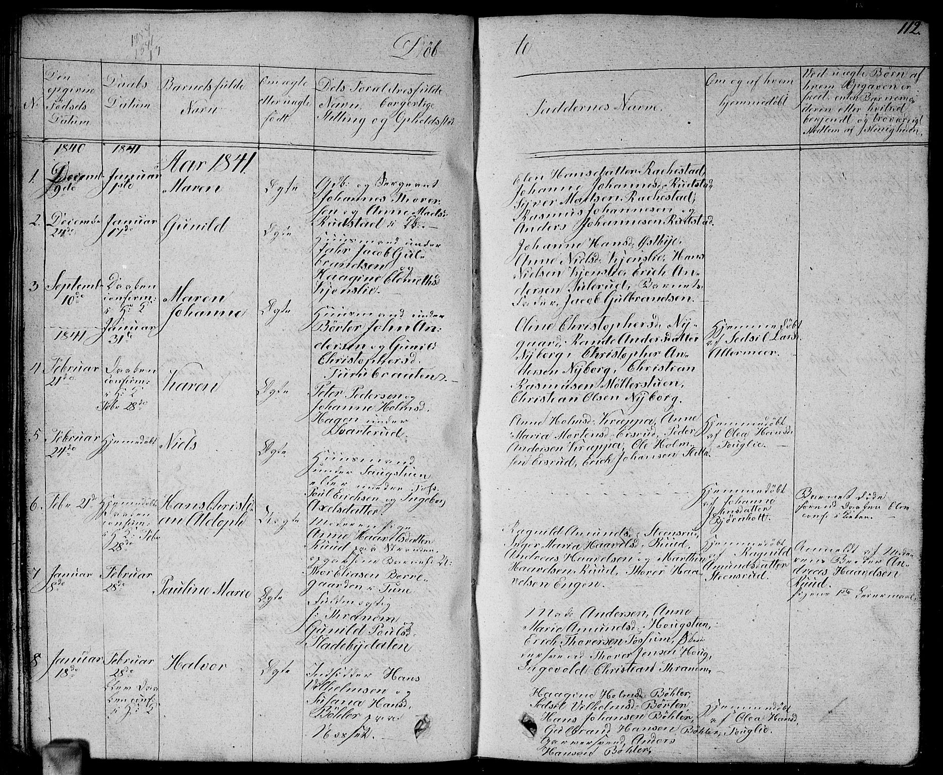 Enebakk prestekontor Kirkebøker, AV/SAO-A-10171c/G/Ga/L0003: Klokkerbok nr. I 3, 1833-1849, s. 112